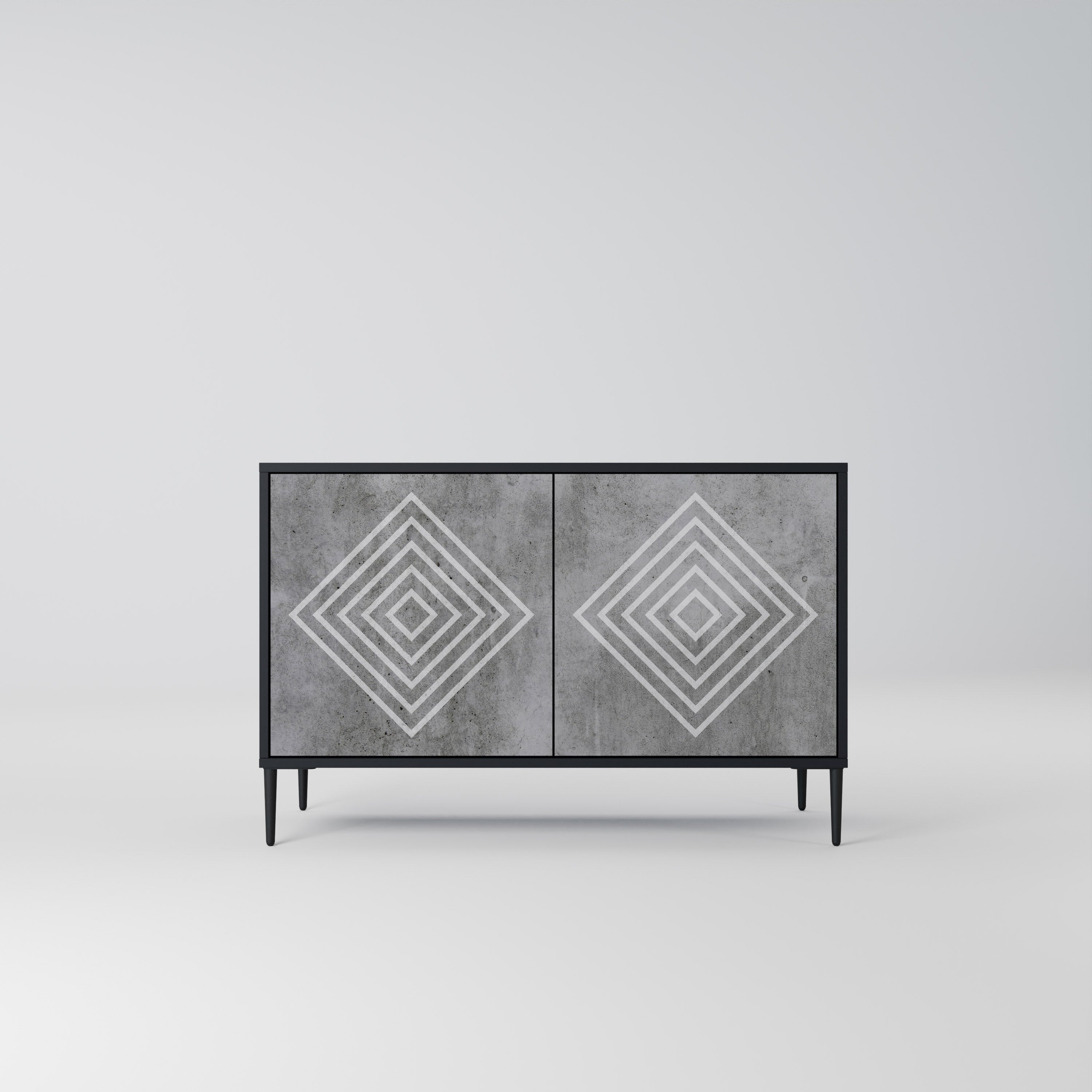 POLYGONAL ARTISTRY Sideboard mit 2 Türen in Schwarz