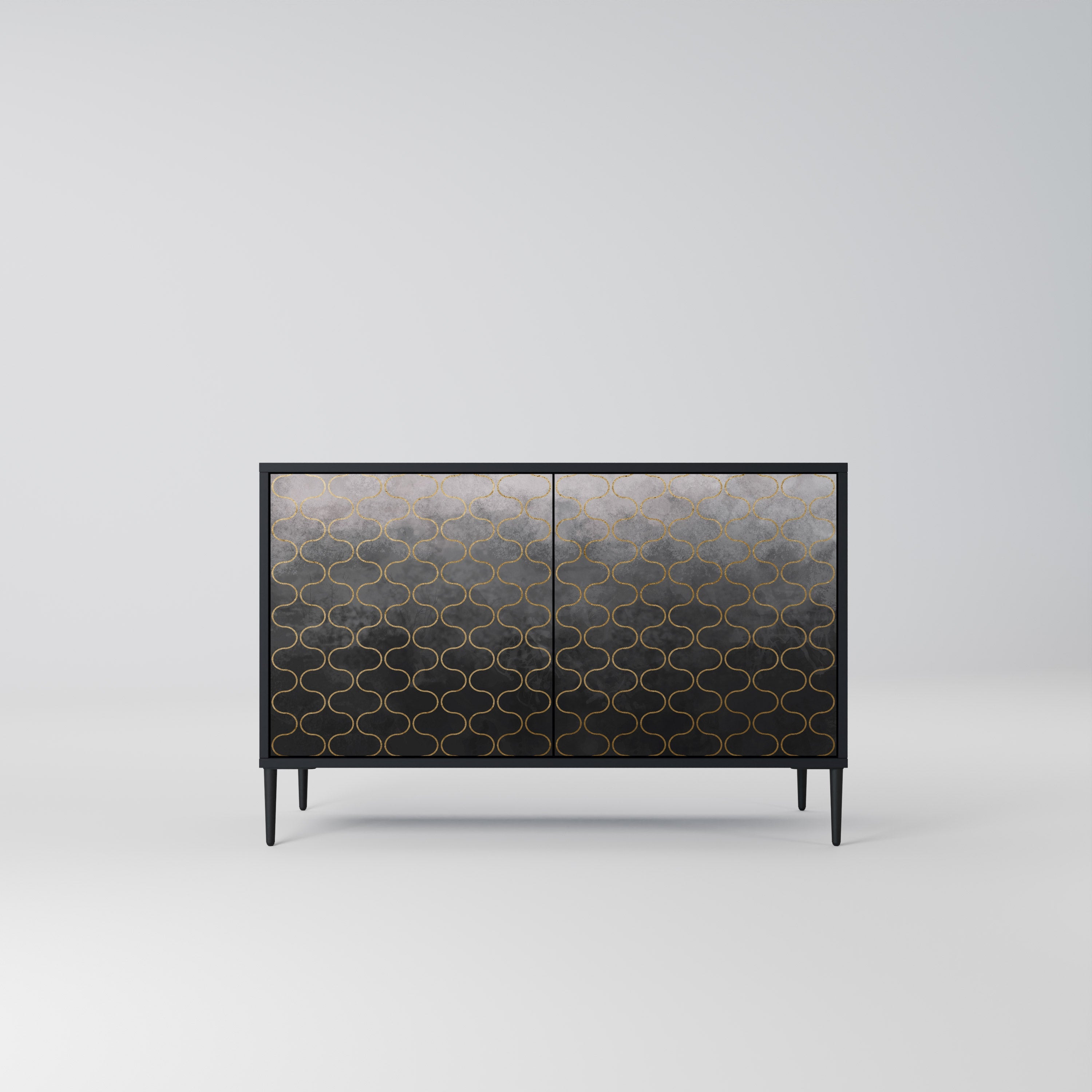 TESSELATED GRAYISH Sideboard mit 2 Türen in schwarzem Finish