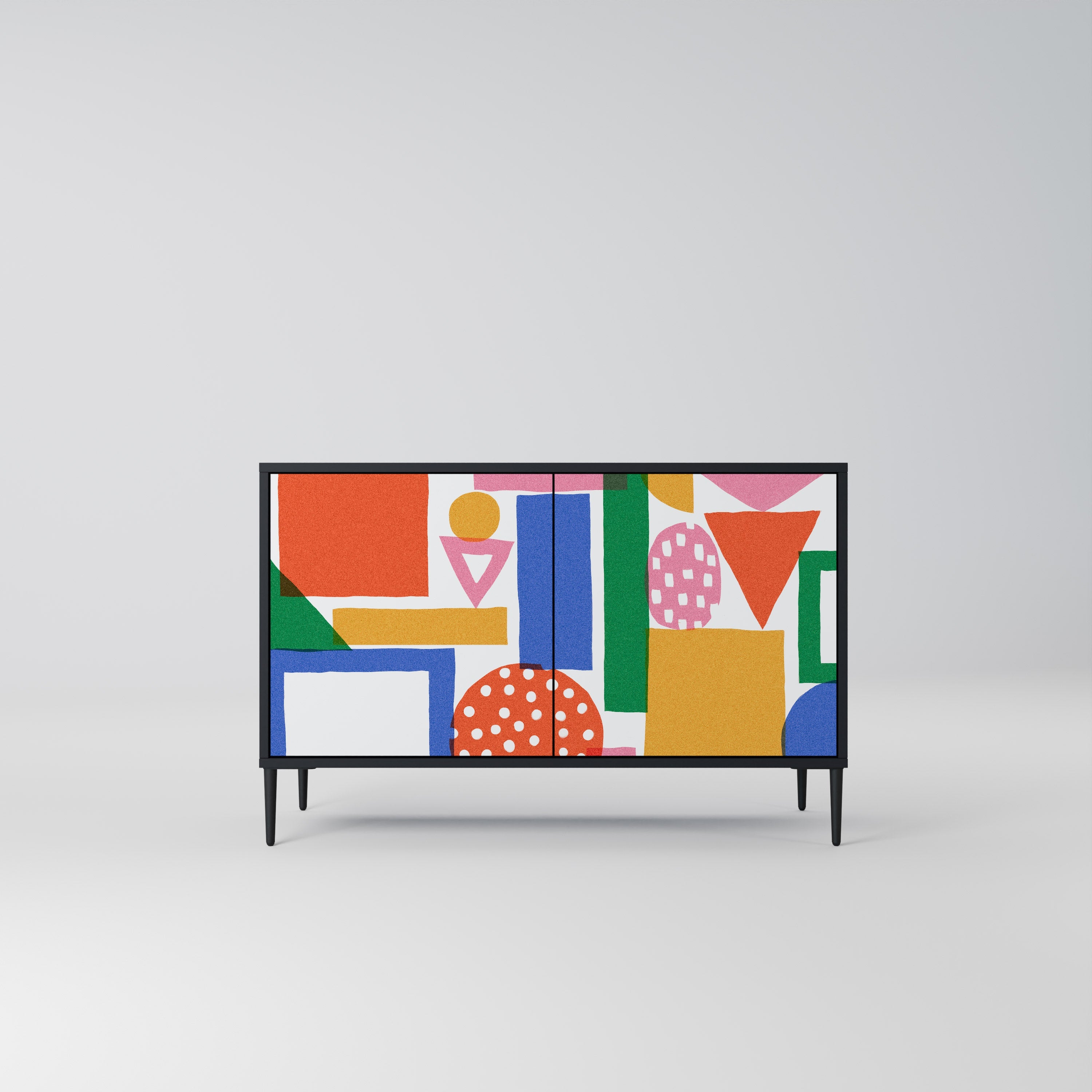 GEOMETRIC GLIMMER Sideboard mit 2 Türen in Schwarz