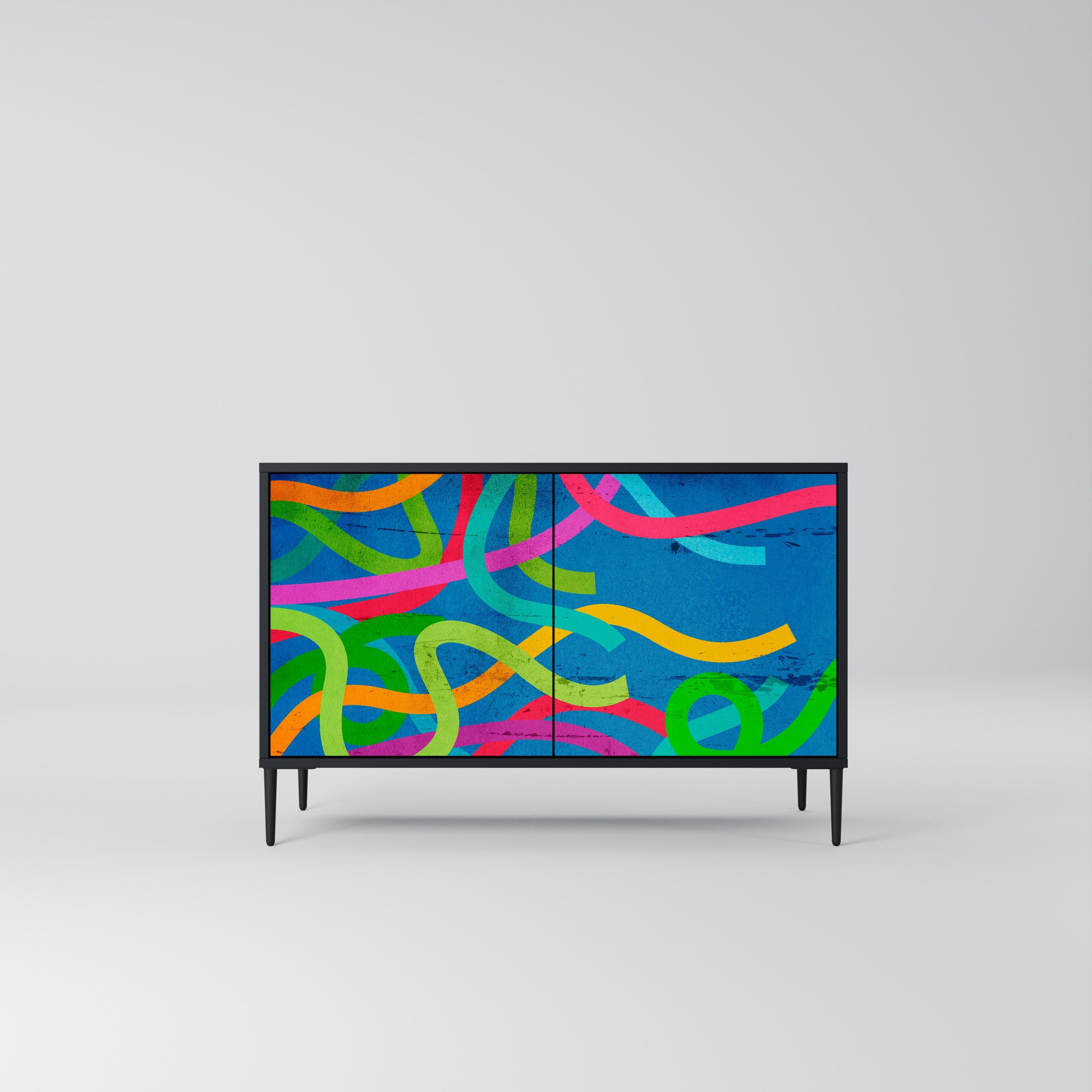 STREAMER TANGLE Sideboard mit 2 Türen in Schwarz