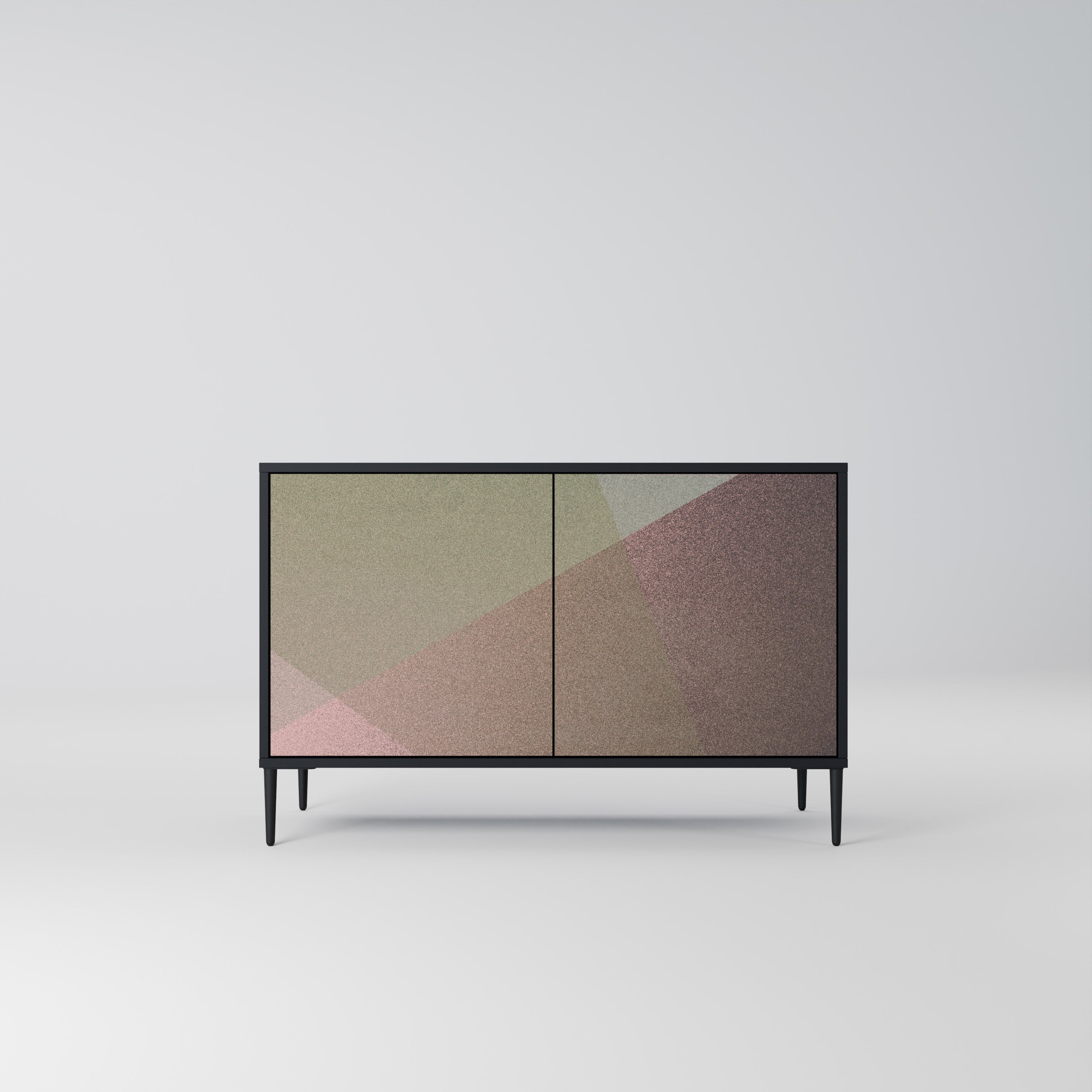 BEIGE GEOMETRY Sideboard mit 2 Türen in schwarzem Finish