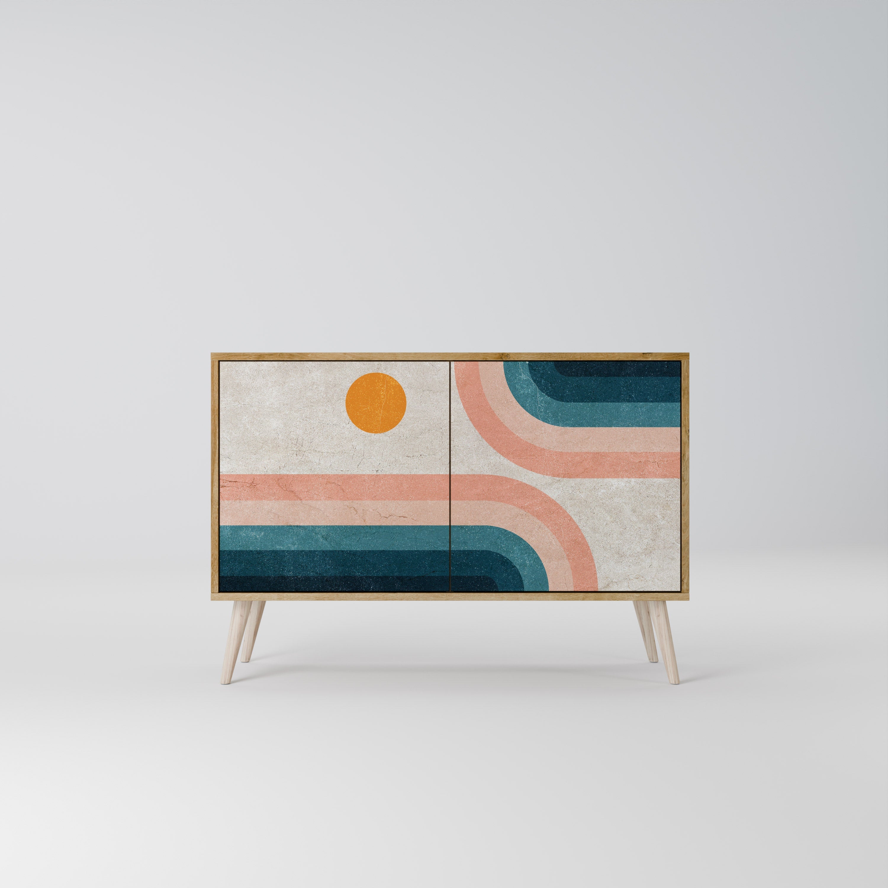 TWO HALVES Sideboard mit 2 Türen in Eichenoptik