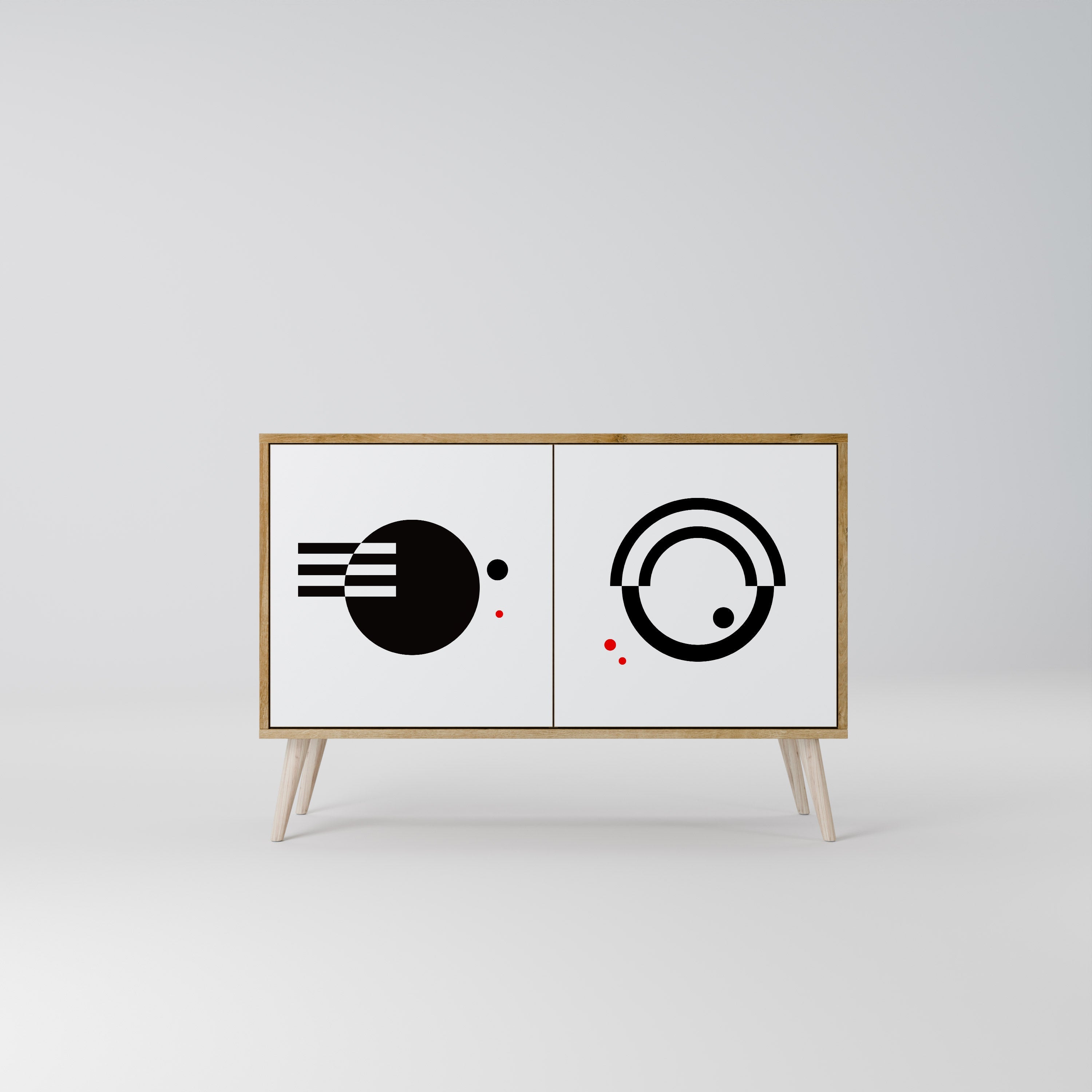 SCHWARZ-WEISS-KOMBINATION 2-türiges Sideboard in Eichenoptik