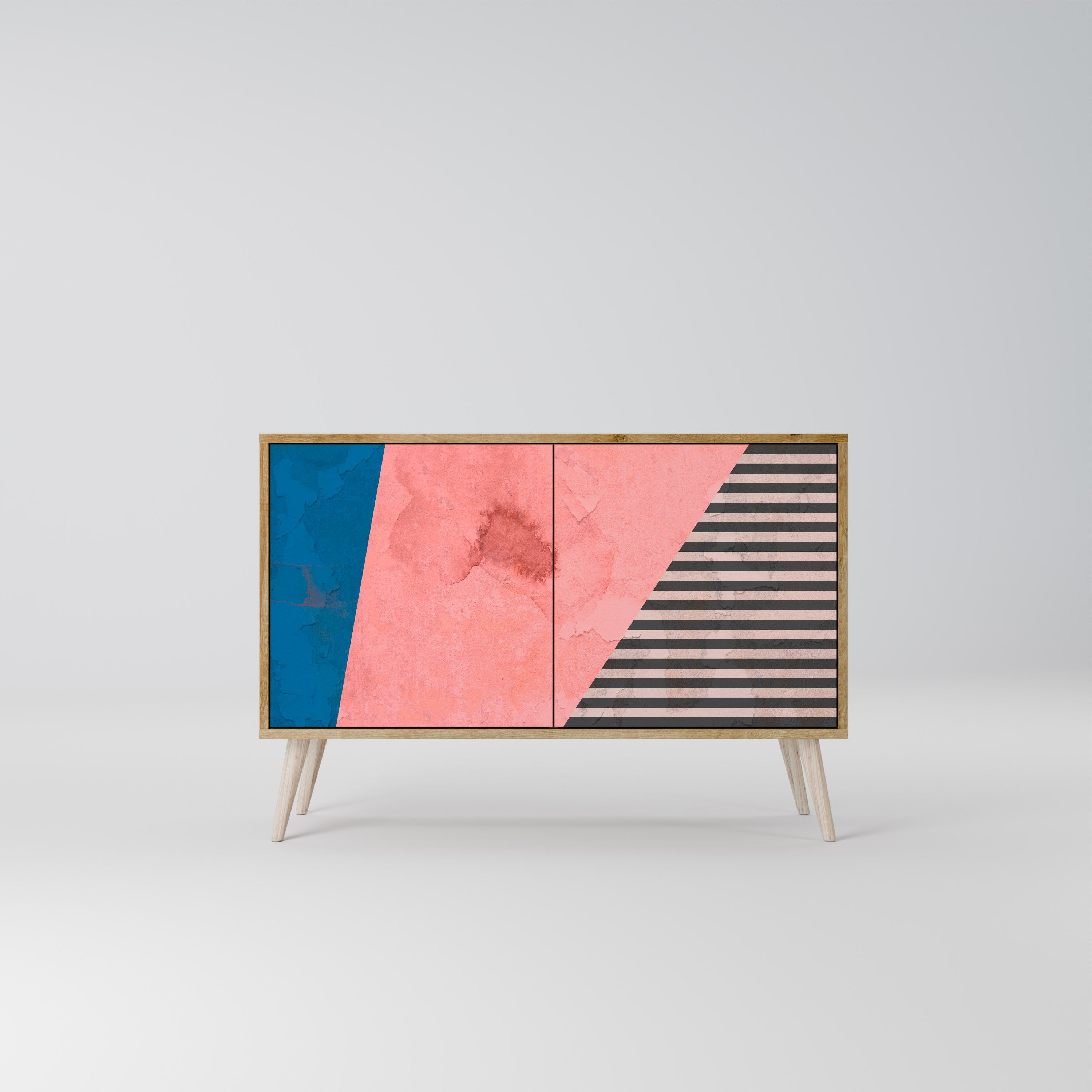 GLAMOROUS STRIPE Sideboard mit 2 Türen in Eichenoptik