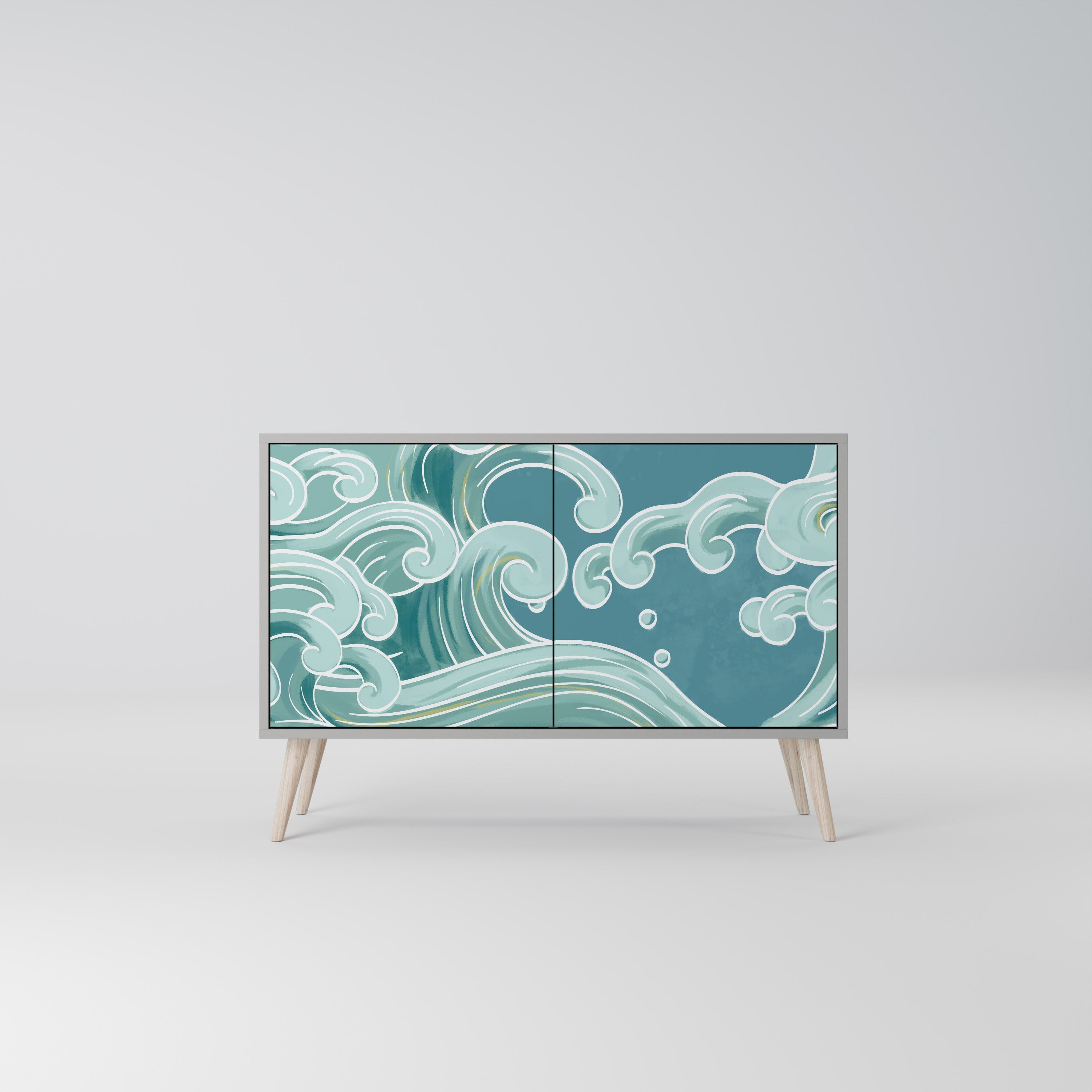 ASIAN SWAY Sideboard mit 2 Türen in grauem Finish