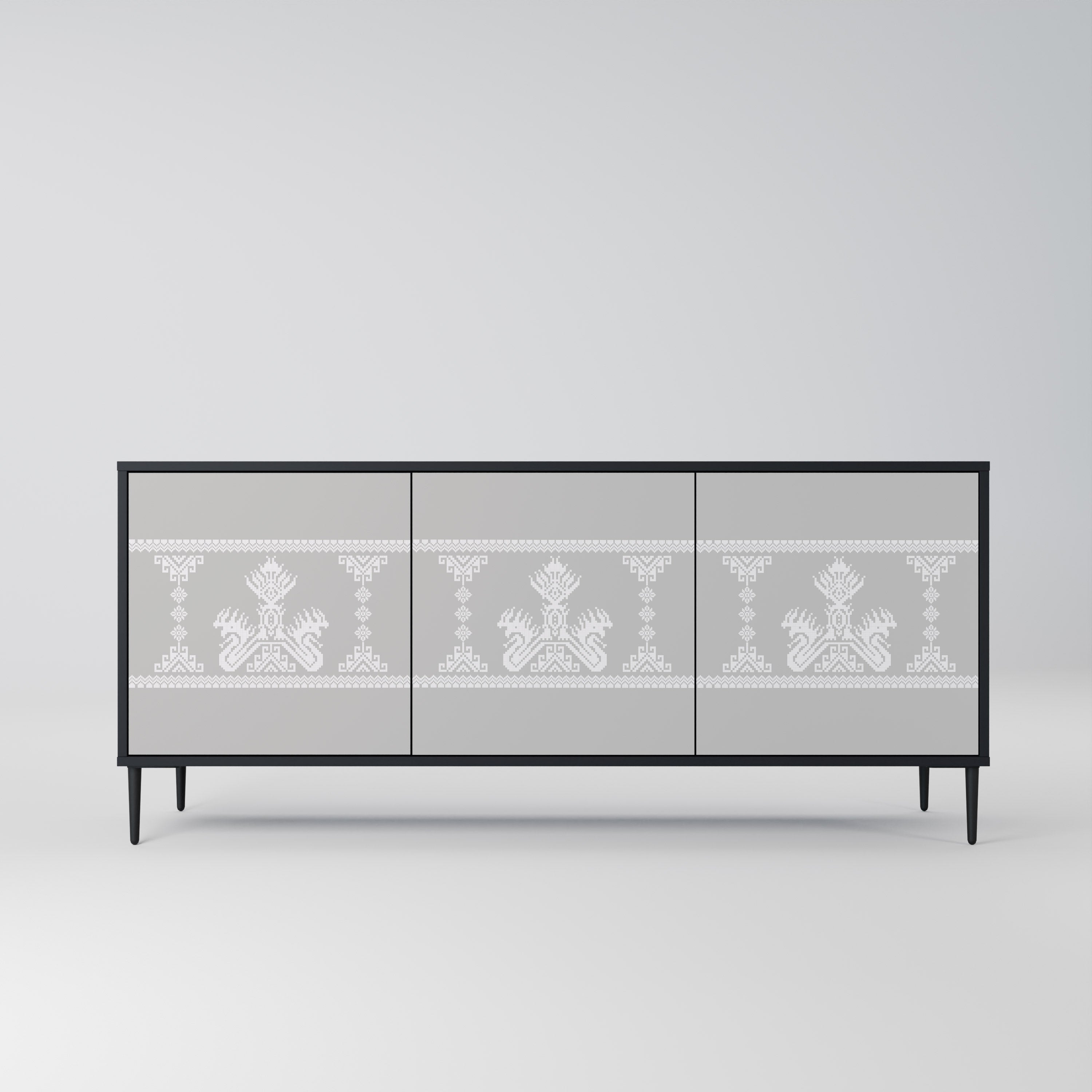 THAI GRAY 3-türiges Sideboard in schwarzem Finish