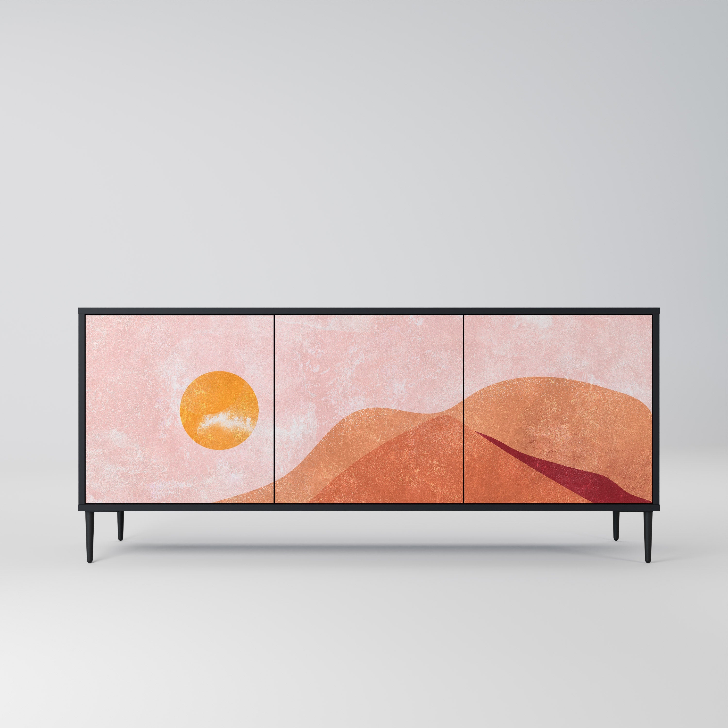LUMINOUS SUNLIGHT 3-türiges Sideboard in Schwarz