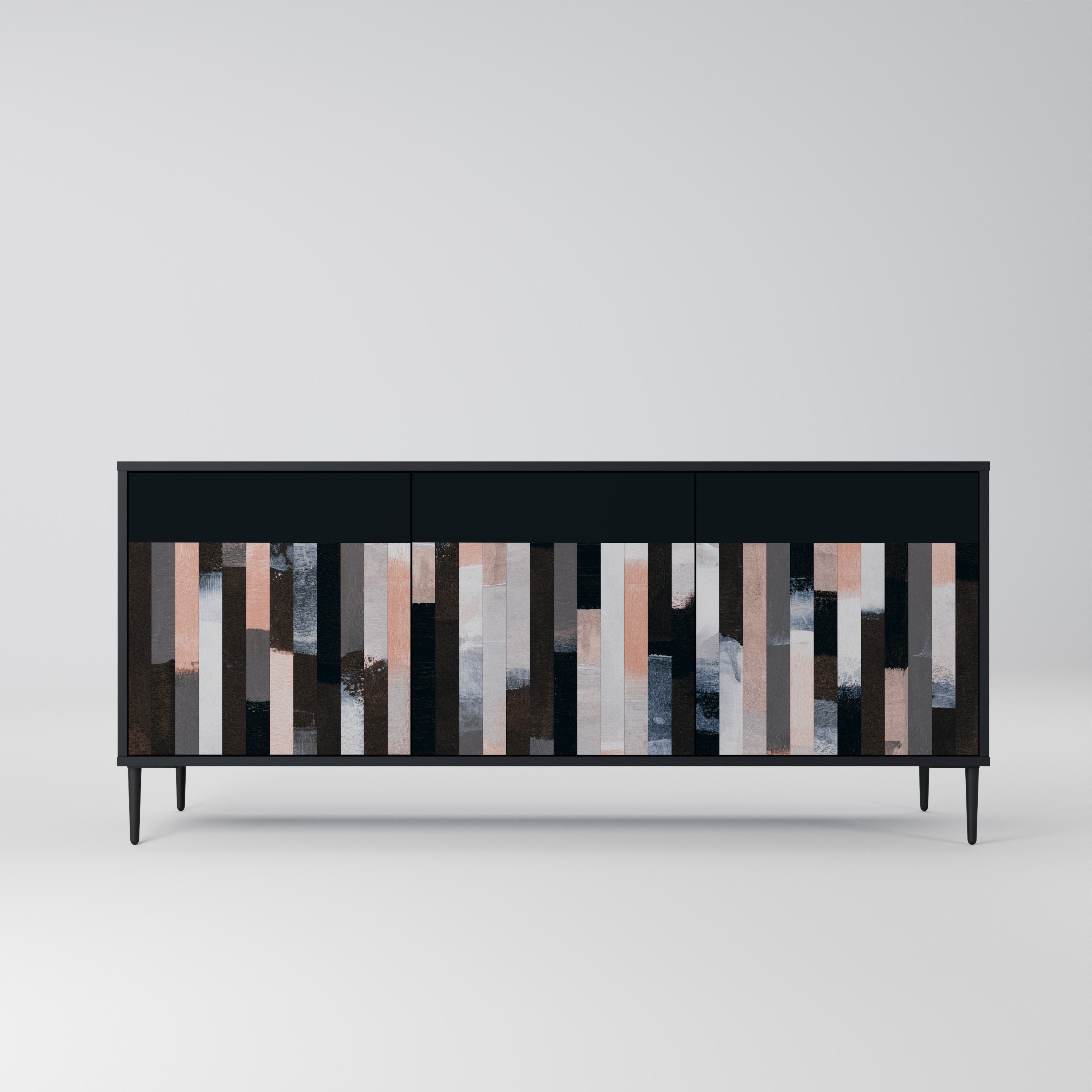 COLLAGE OF RECTANGLES 3-türiges Sideboard in Schwarz