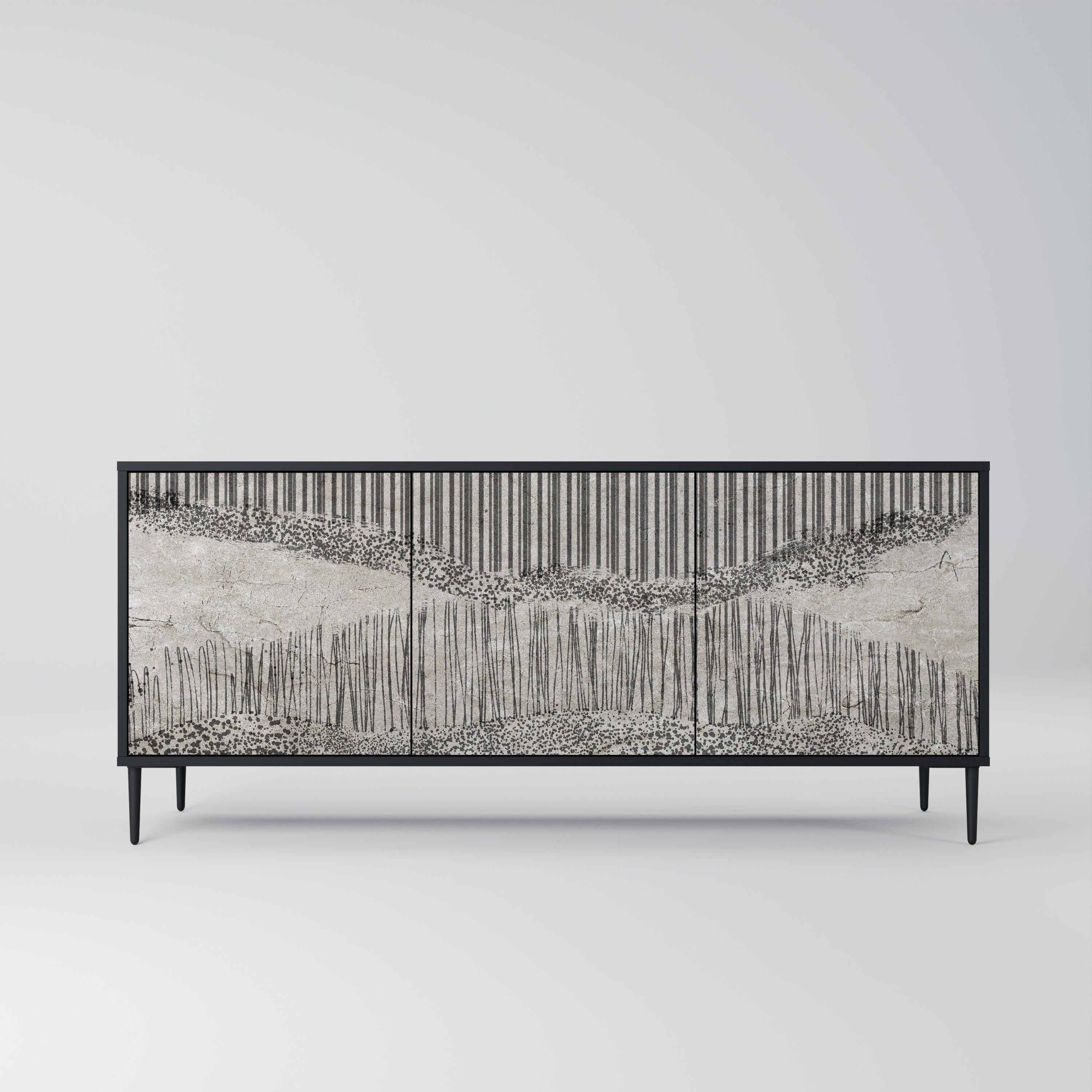 GRAIN LINES 3-türiges Sideboard in Schwarz