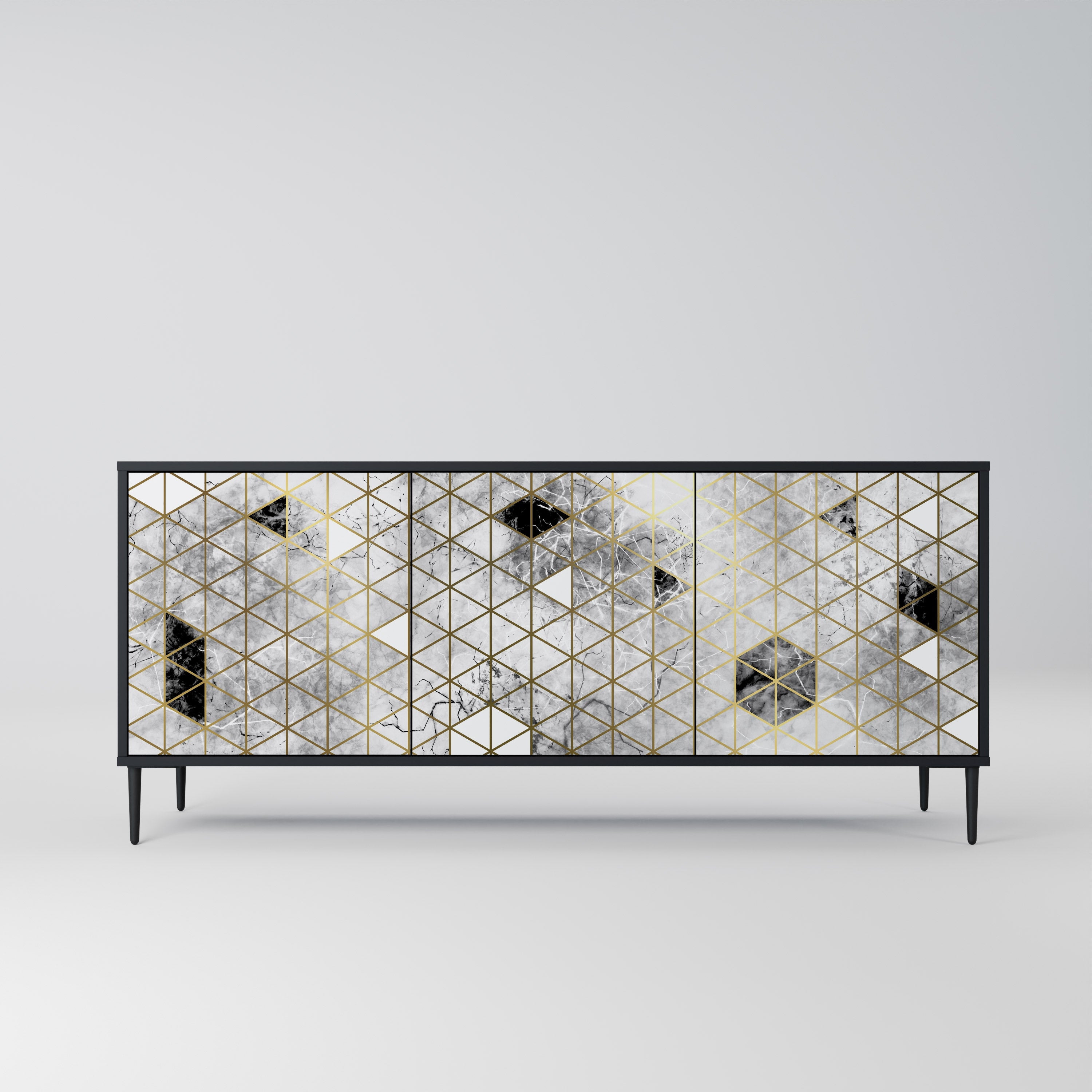 ASHEN ARIA 3-türiges Sideboard in Schwarz
