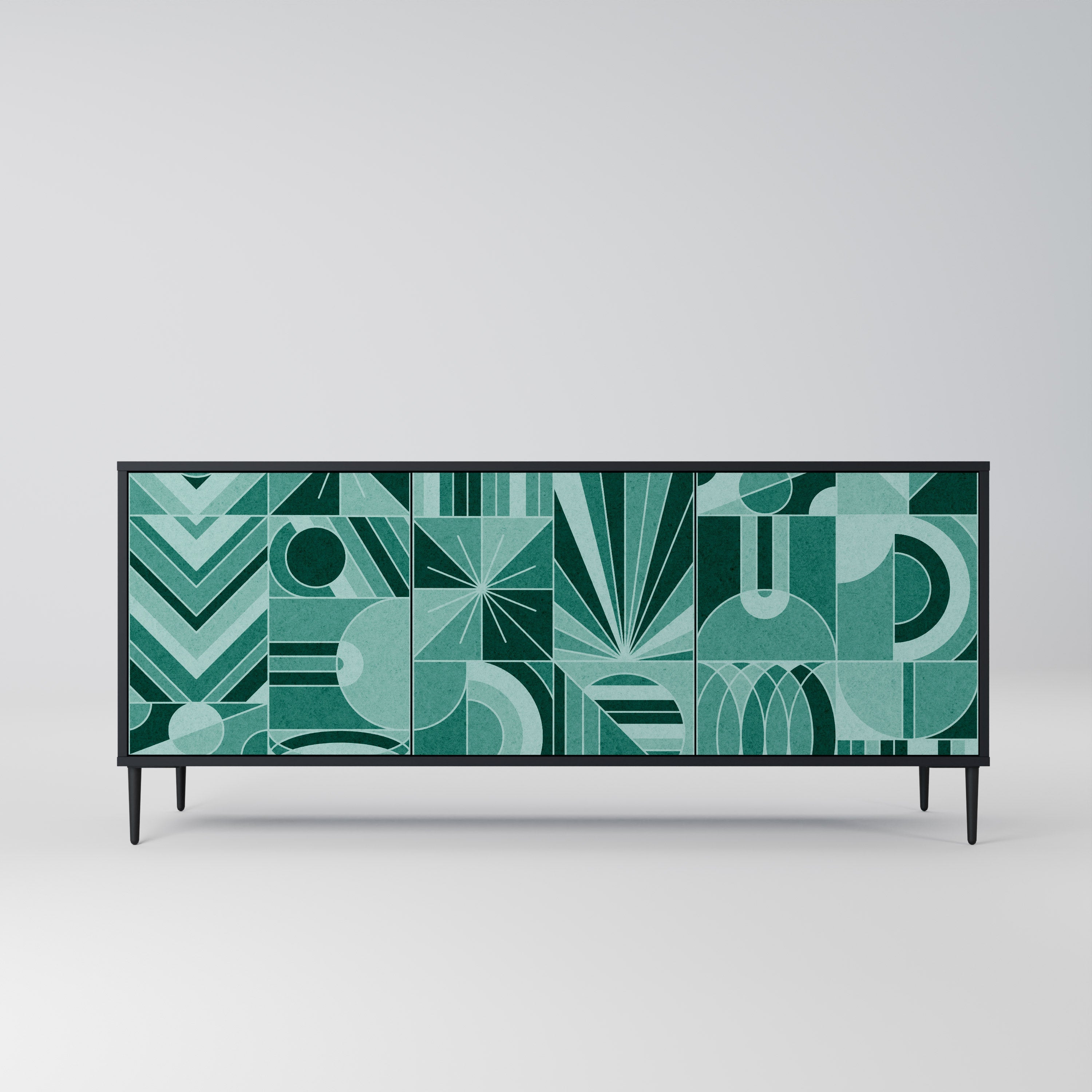 HARMONIC GRID 3-türiges Sideboard in Schwarz
