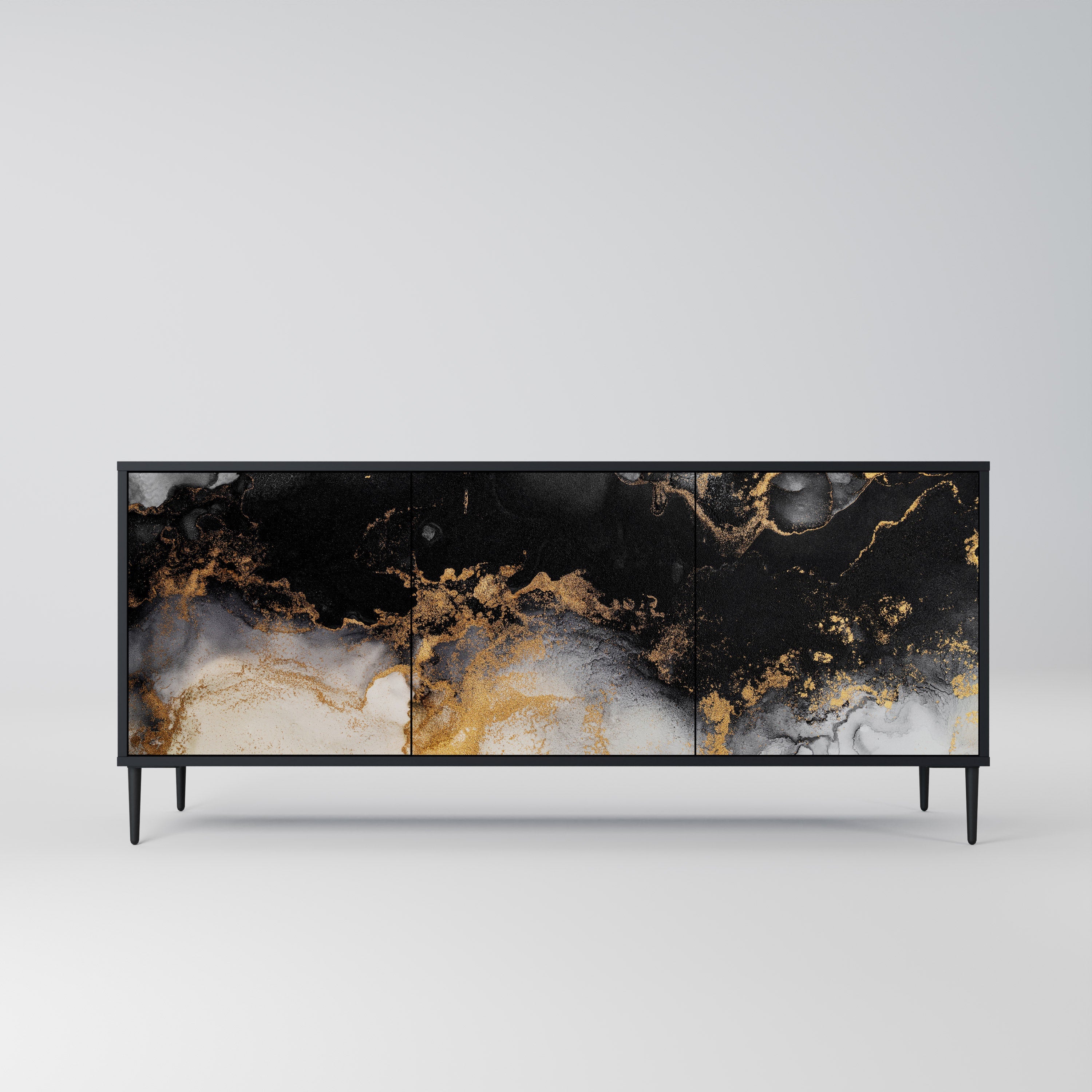 MARBLE OF TOMMORROW Sideboard mit 3 Türen in Schwarz