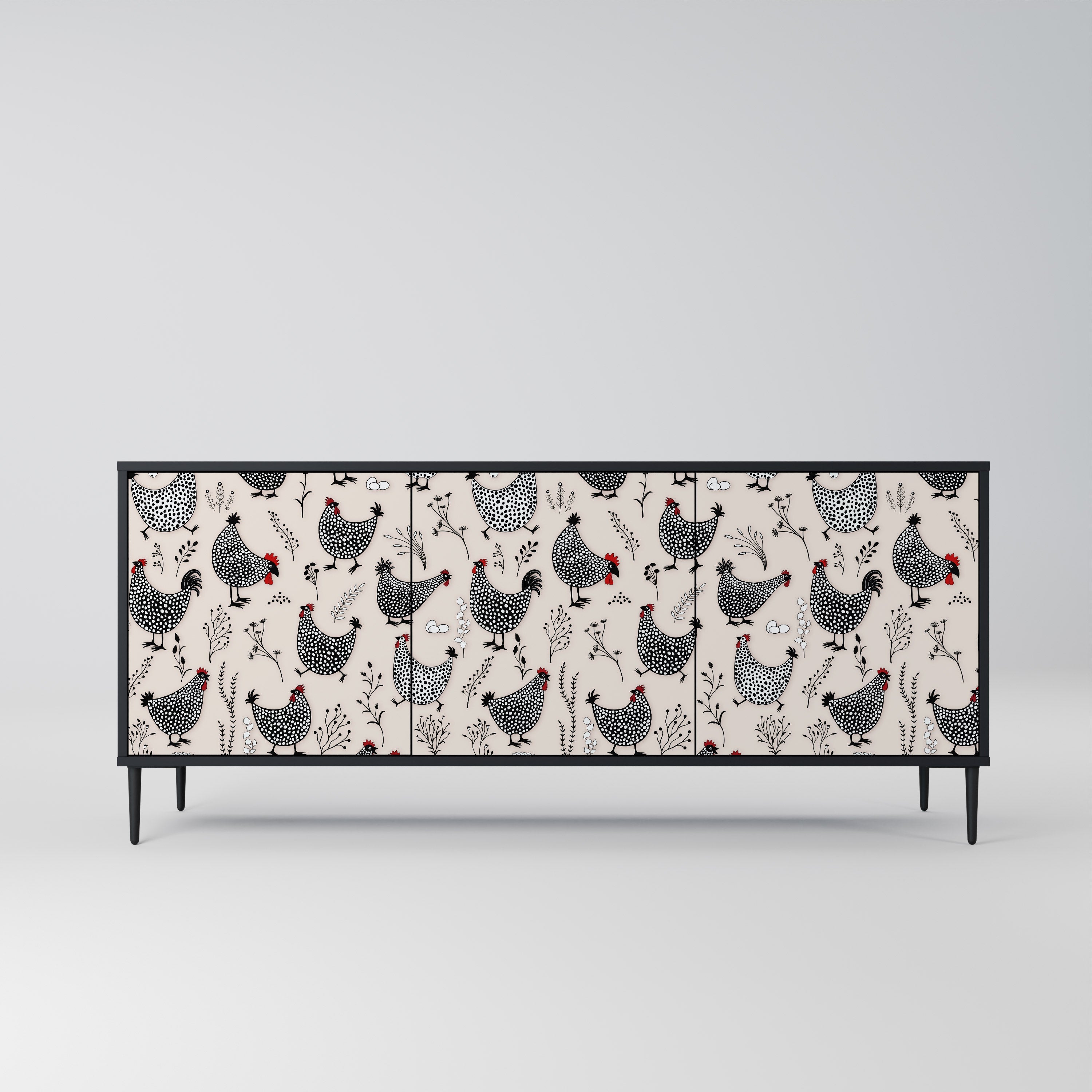 HAPPY HENS 3-türiges Sideboard in Schwarz