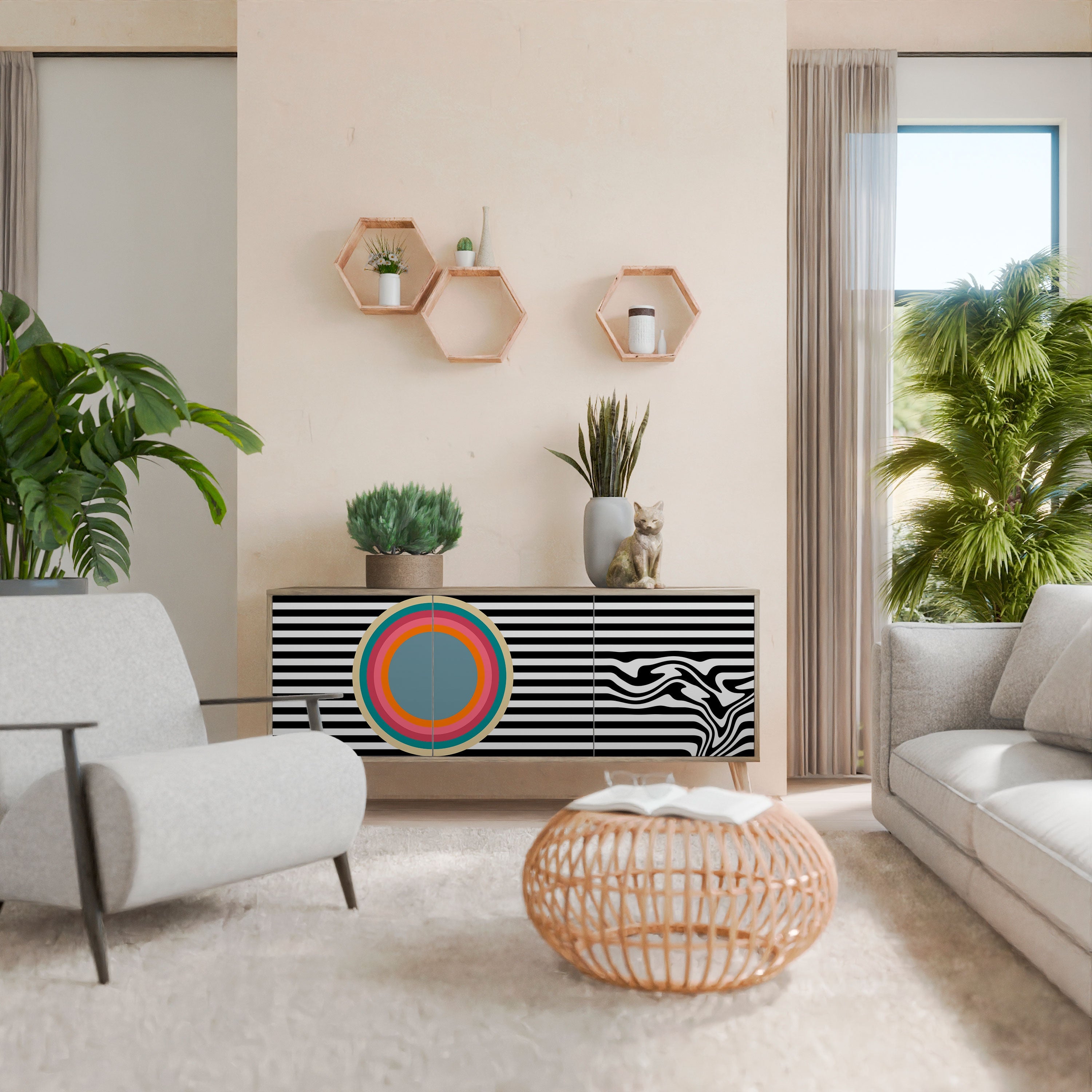 SPECTRA SHOWCASE 3-türiges Sideboard in Eichenoptik