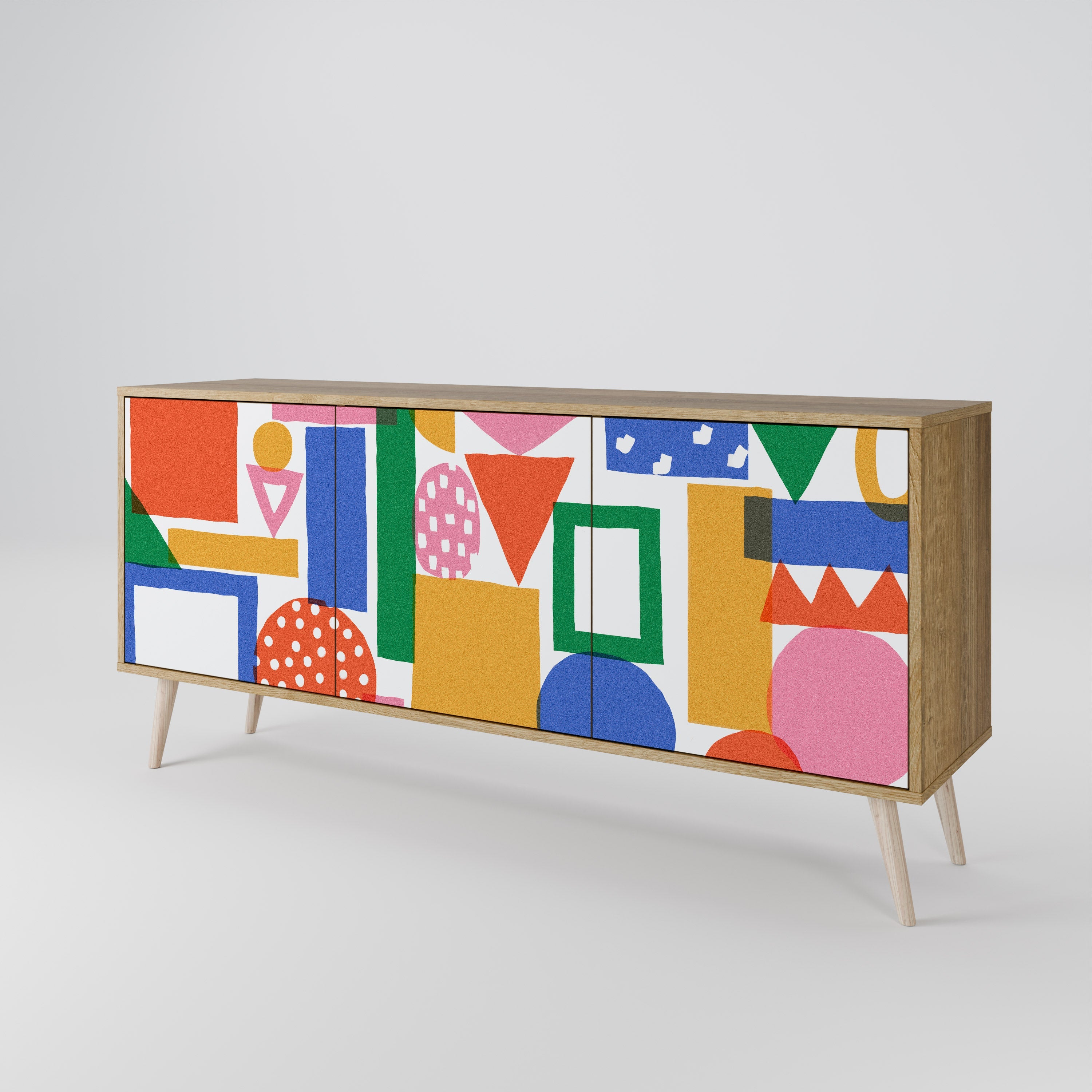 GEOMETRIC GLIMMER 3-türiges Sideboard in Eichenoptik