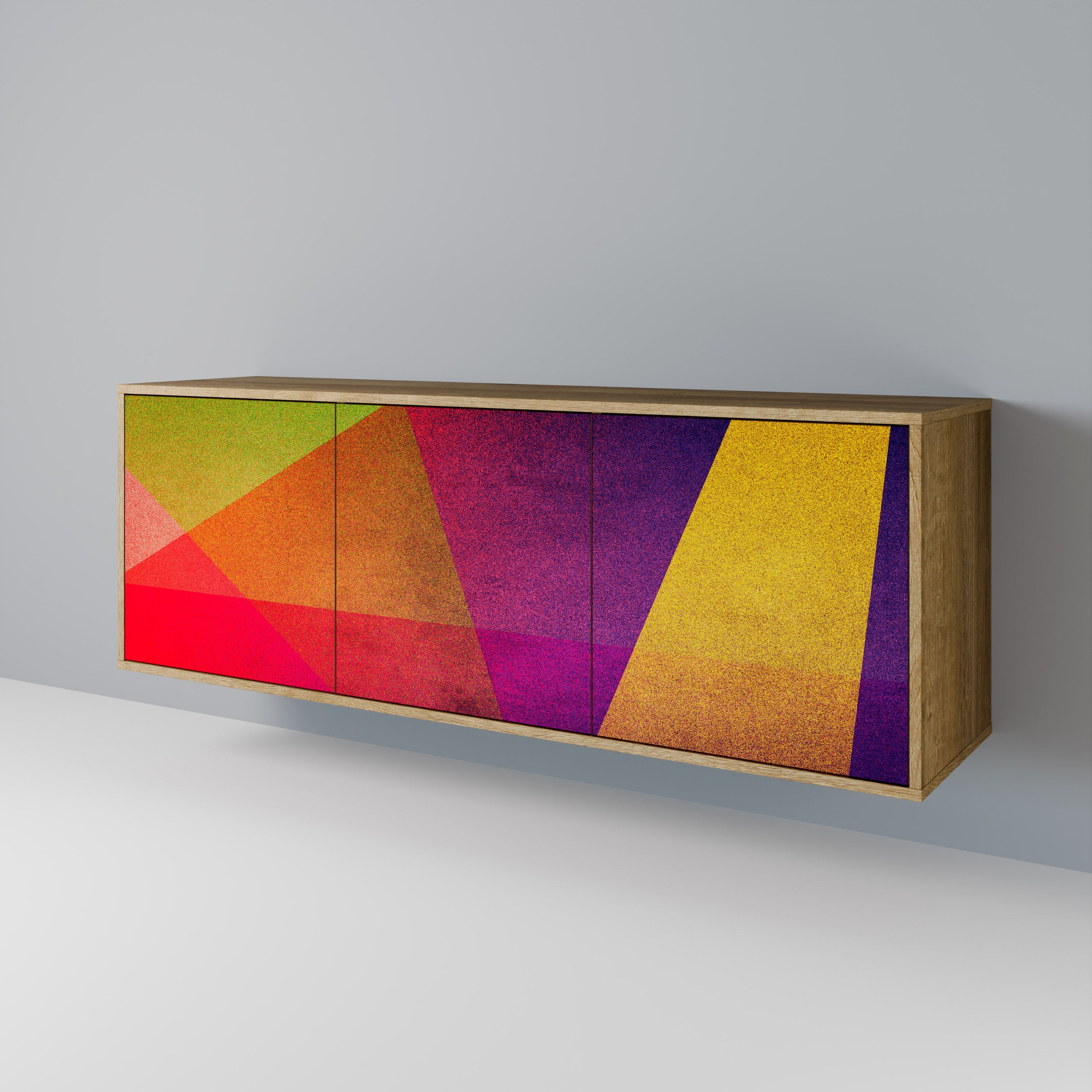 VIVID GEOMETRY 3-türiges Sideboard in Eichenoptik