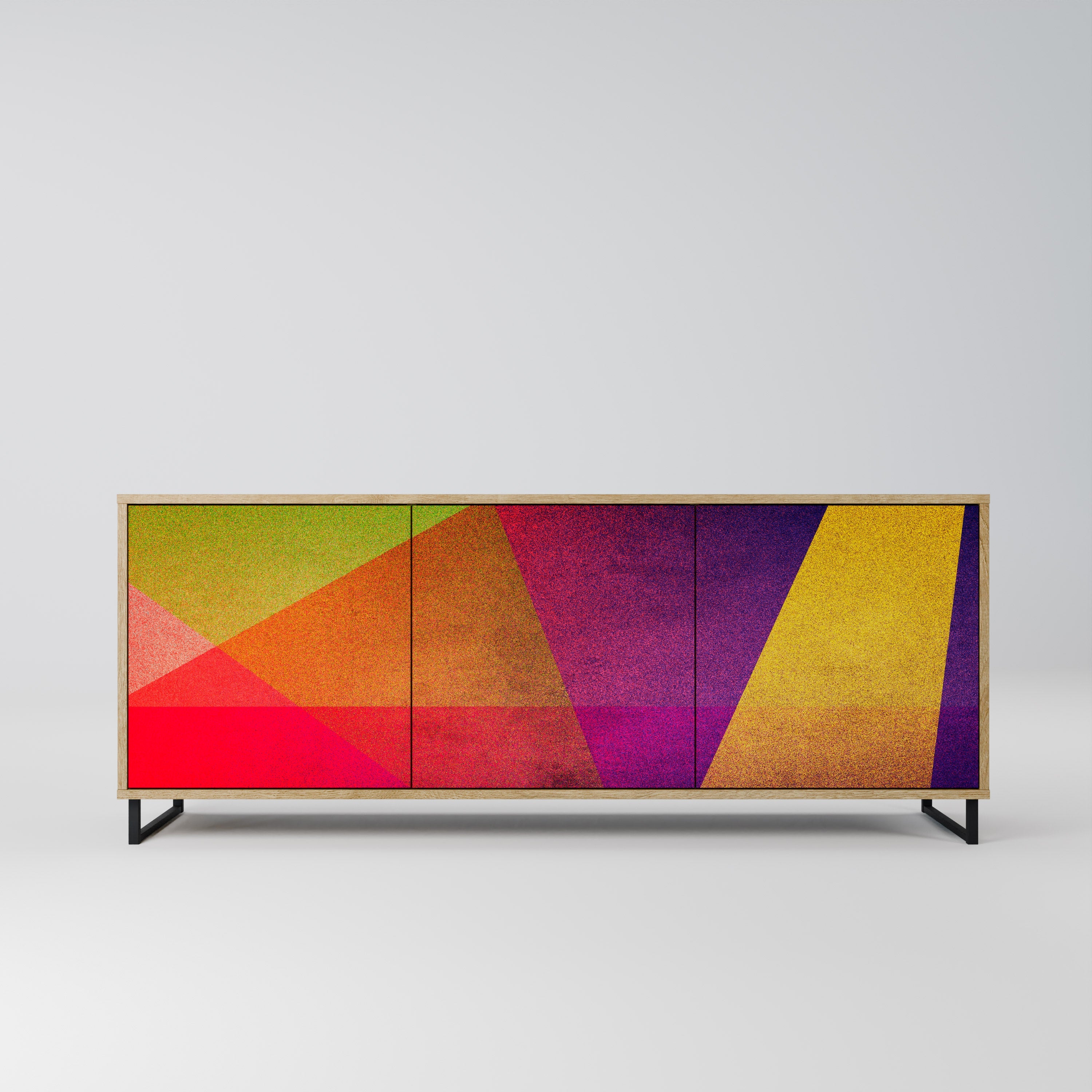 VIVID GEOMETRY 3-türiges Sideboard in Eichenoptik