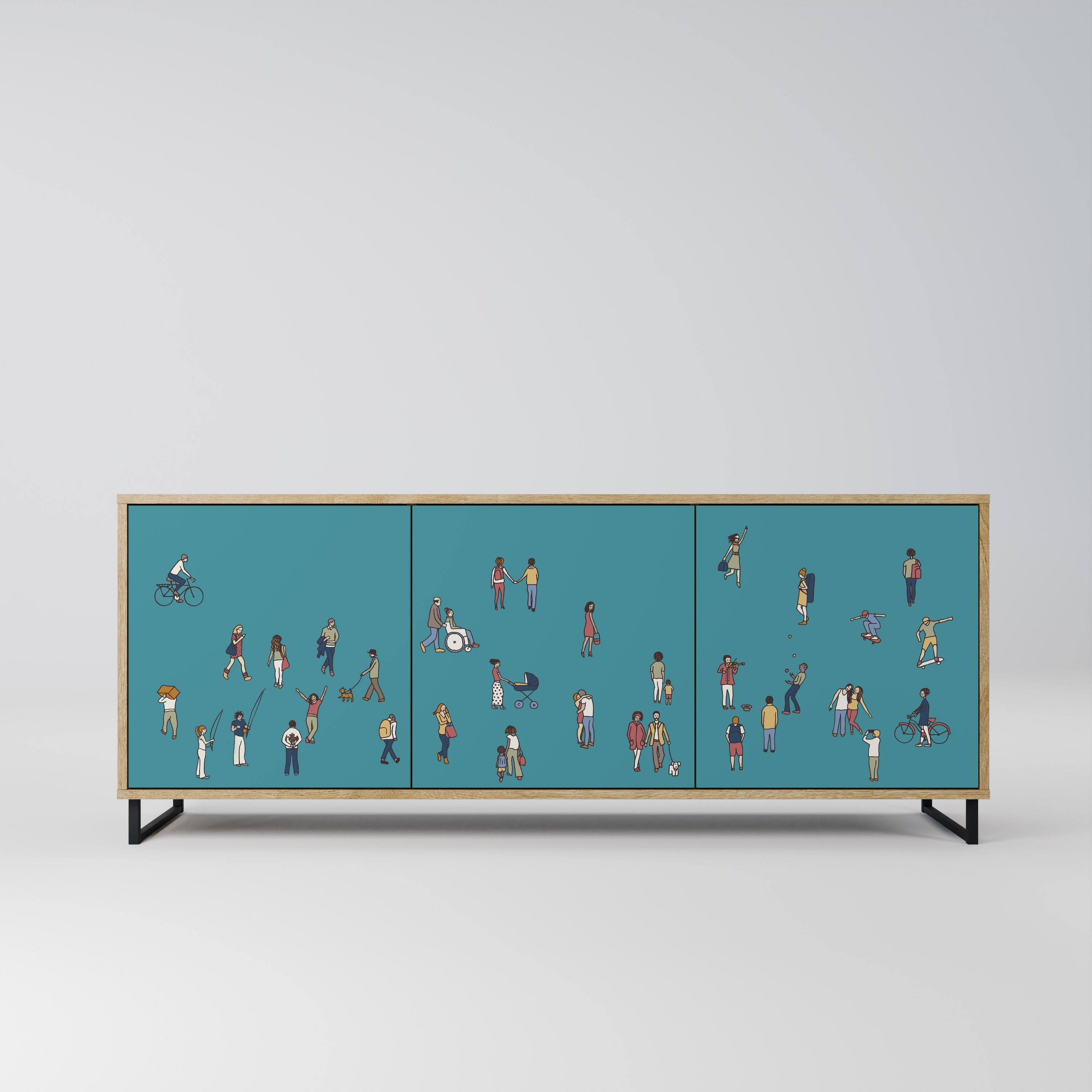COLLECTIVE STREAM 3-türiges Sideboard in Eichenoptik