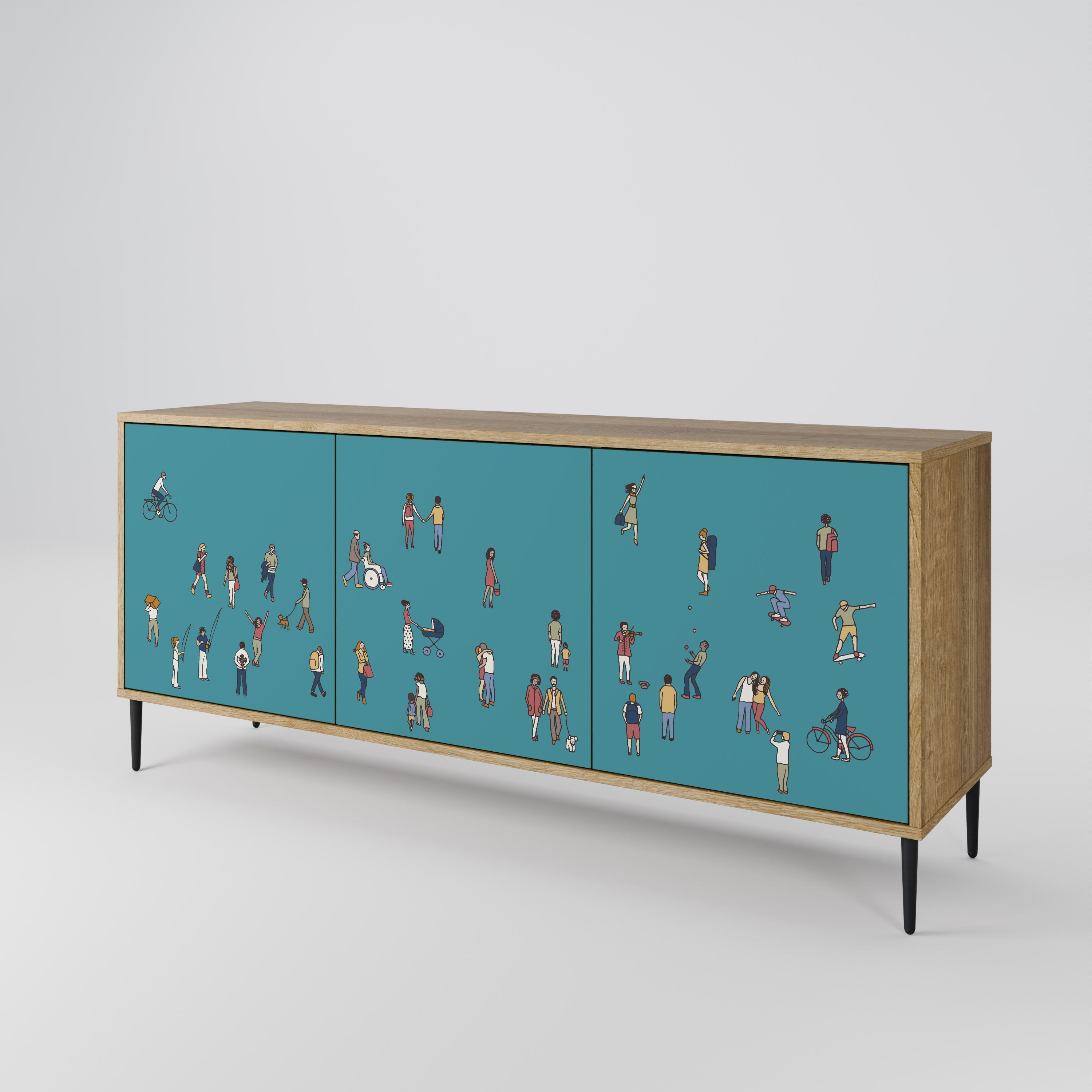 COLLECTIVE STREAM 3-türiges Sideboard in Eichenoptik