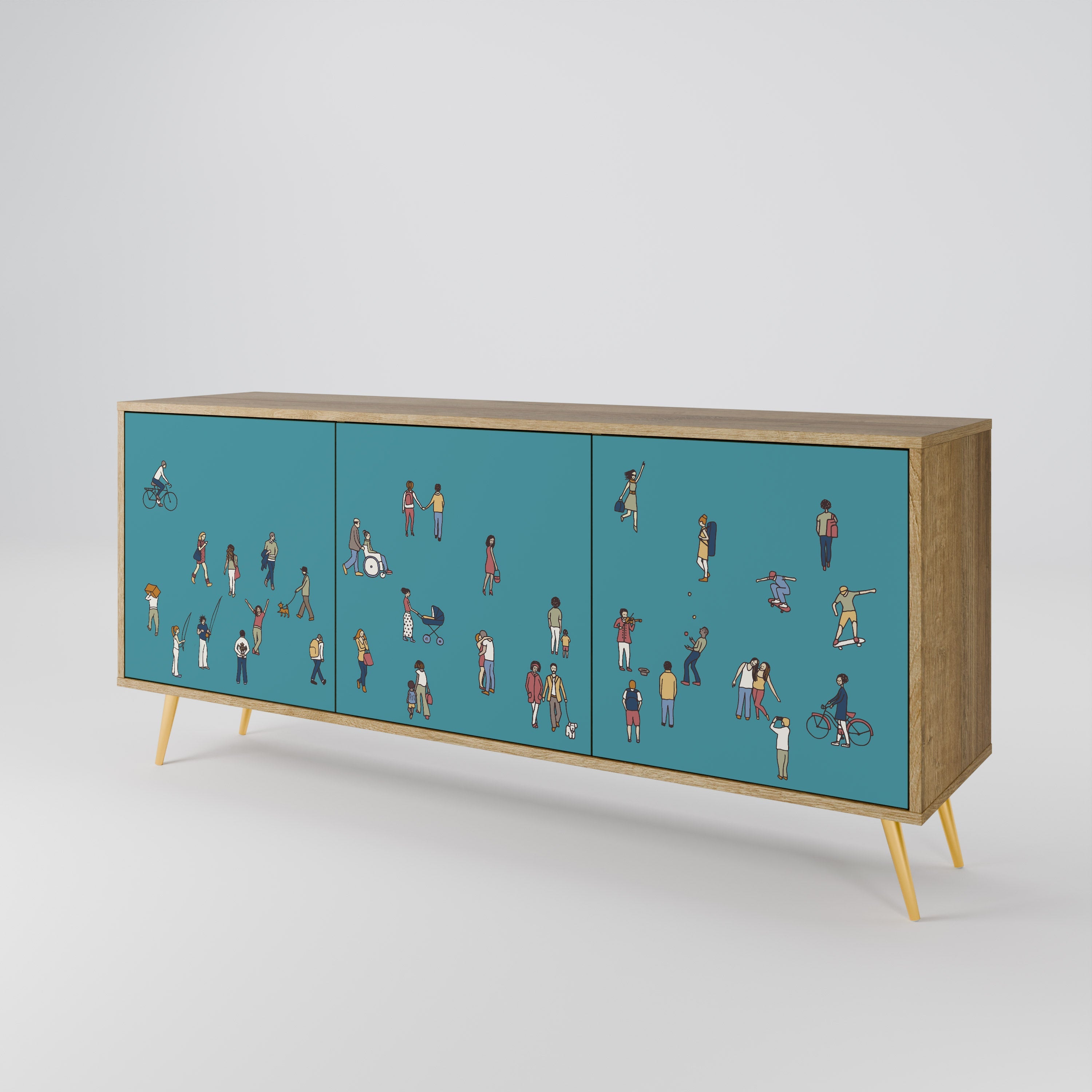 COLLECTIVE STREAM 3-türiges Sideboard in Eichenoptik