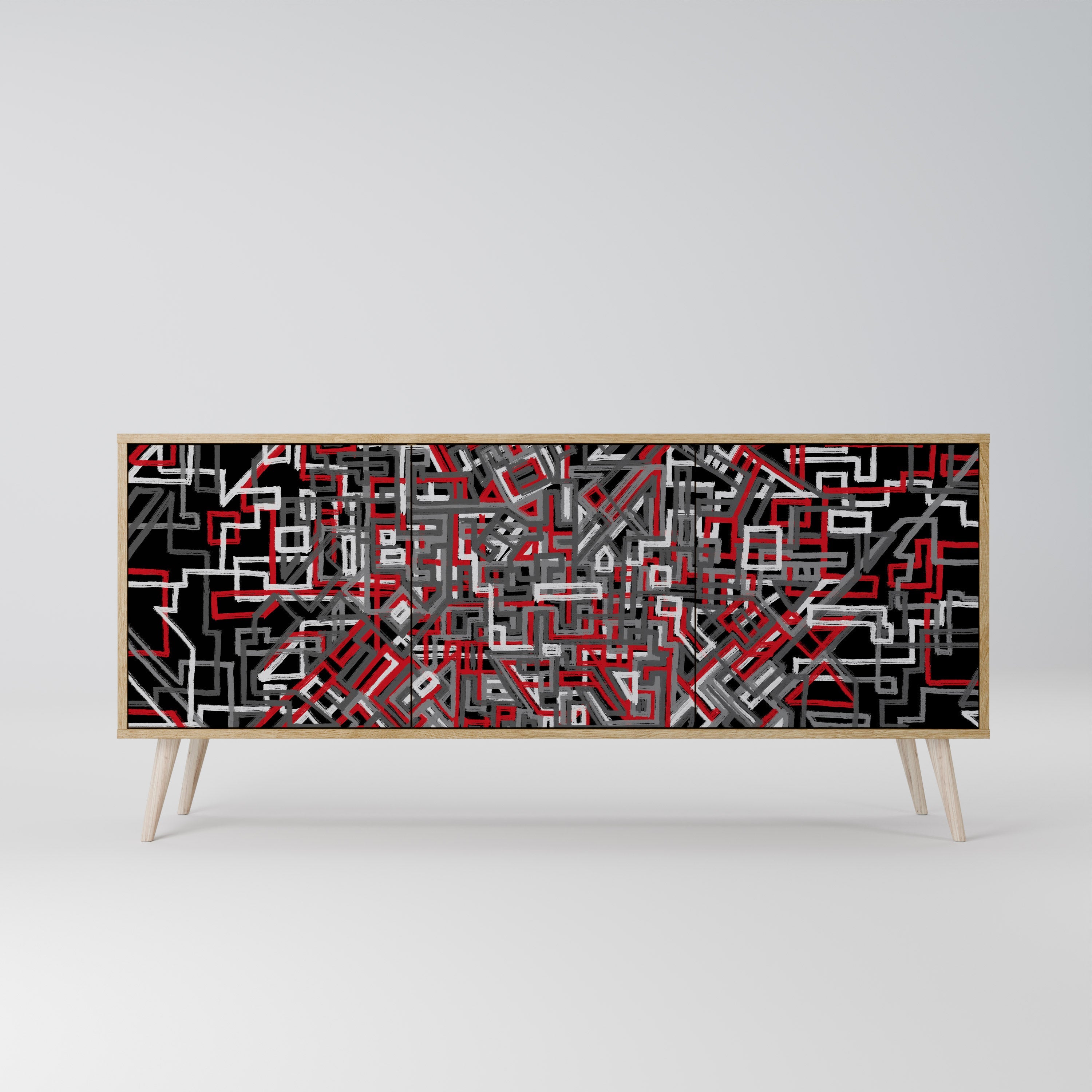 BROKEN LINES 3-türiges Sideboard in Eichenoptik