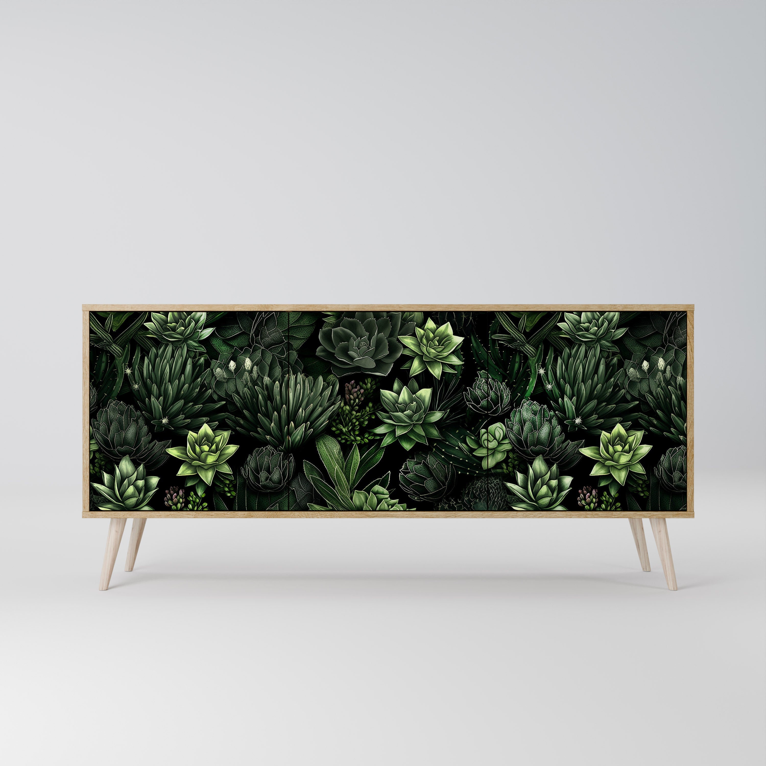 SUCCULENT JUNGLE 3-türiges Sideboard in Eichenoptik
