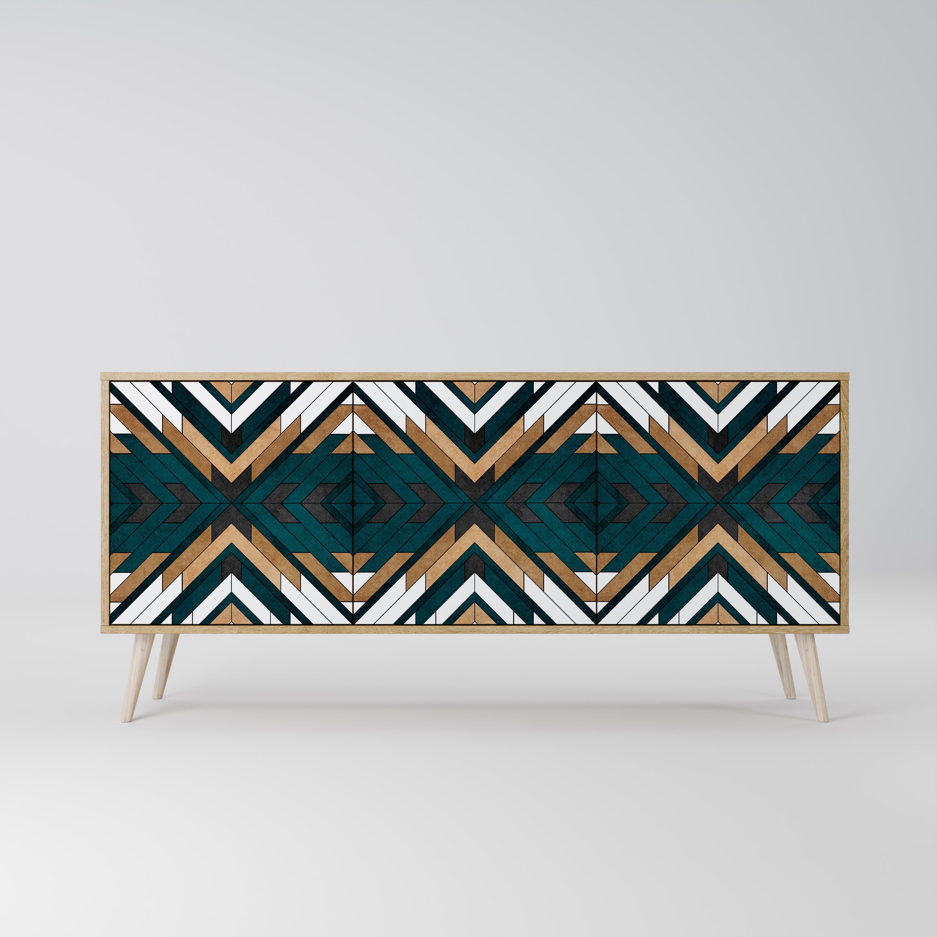 ARTISTIC GEOMETRY 3-türiges Sideboard in Eichenoptik