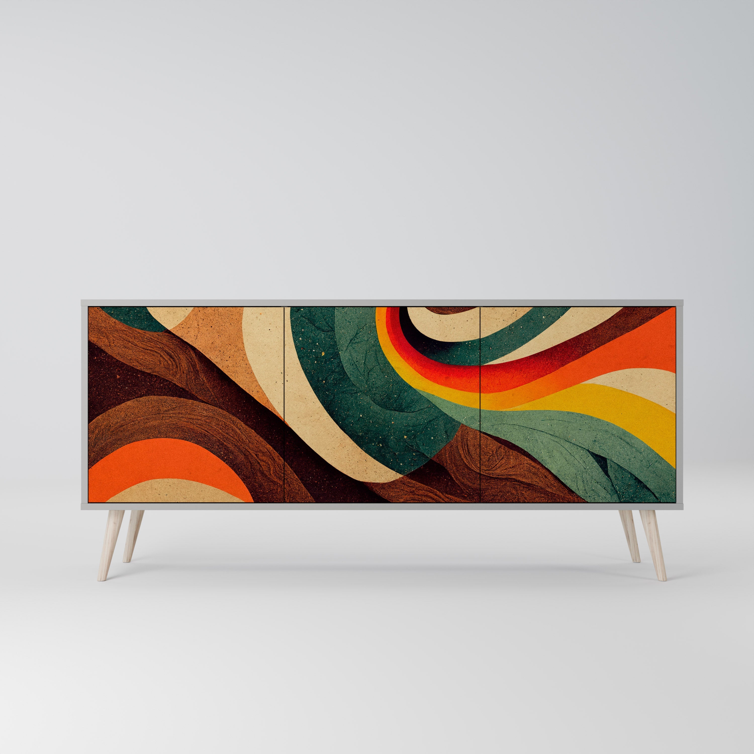 COLORFUL STRANDS Sideboard mit 3 Türen in grauem Finish