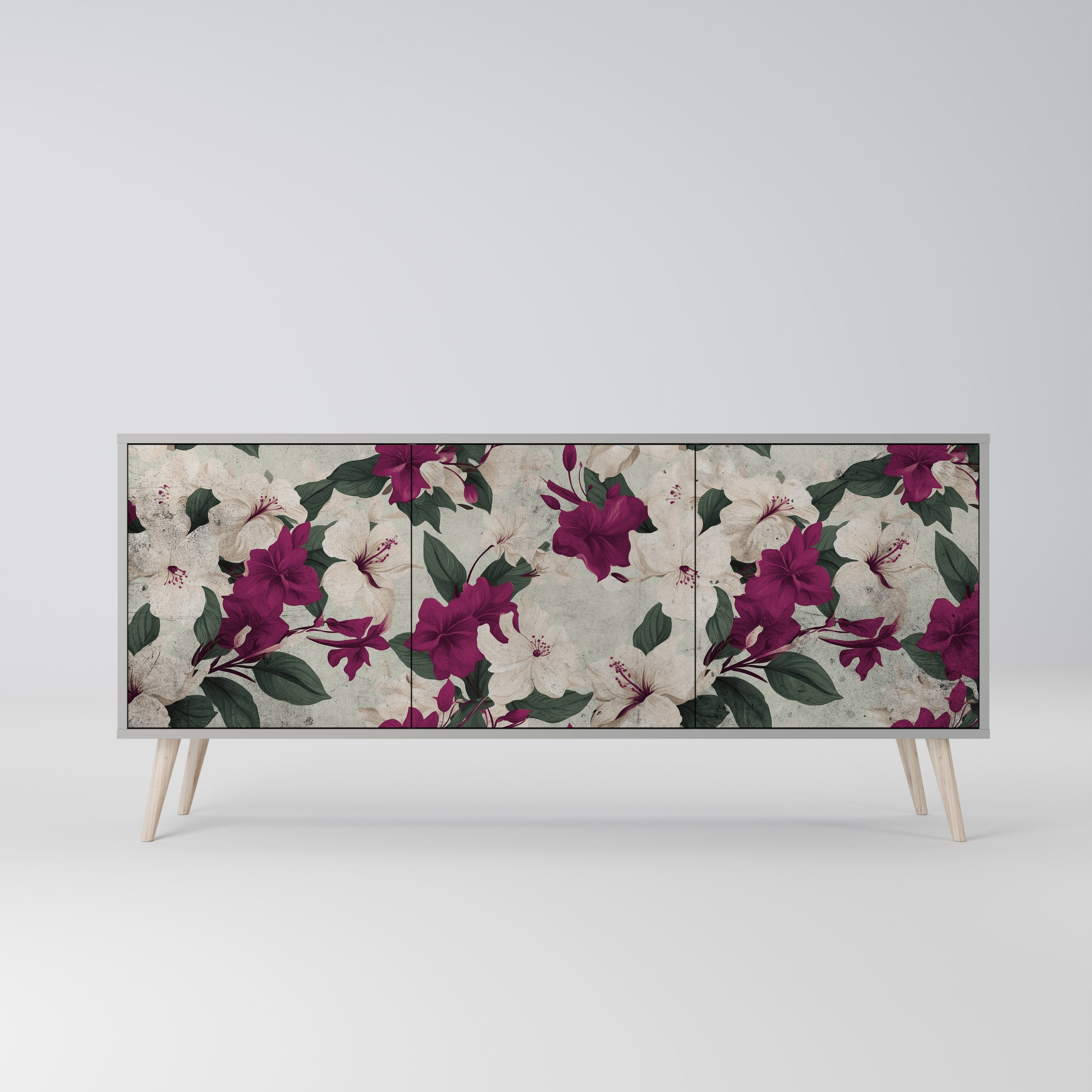 FLOWERET DREAM Sideboard mit 3 Türen in grauer Ausführung