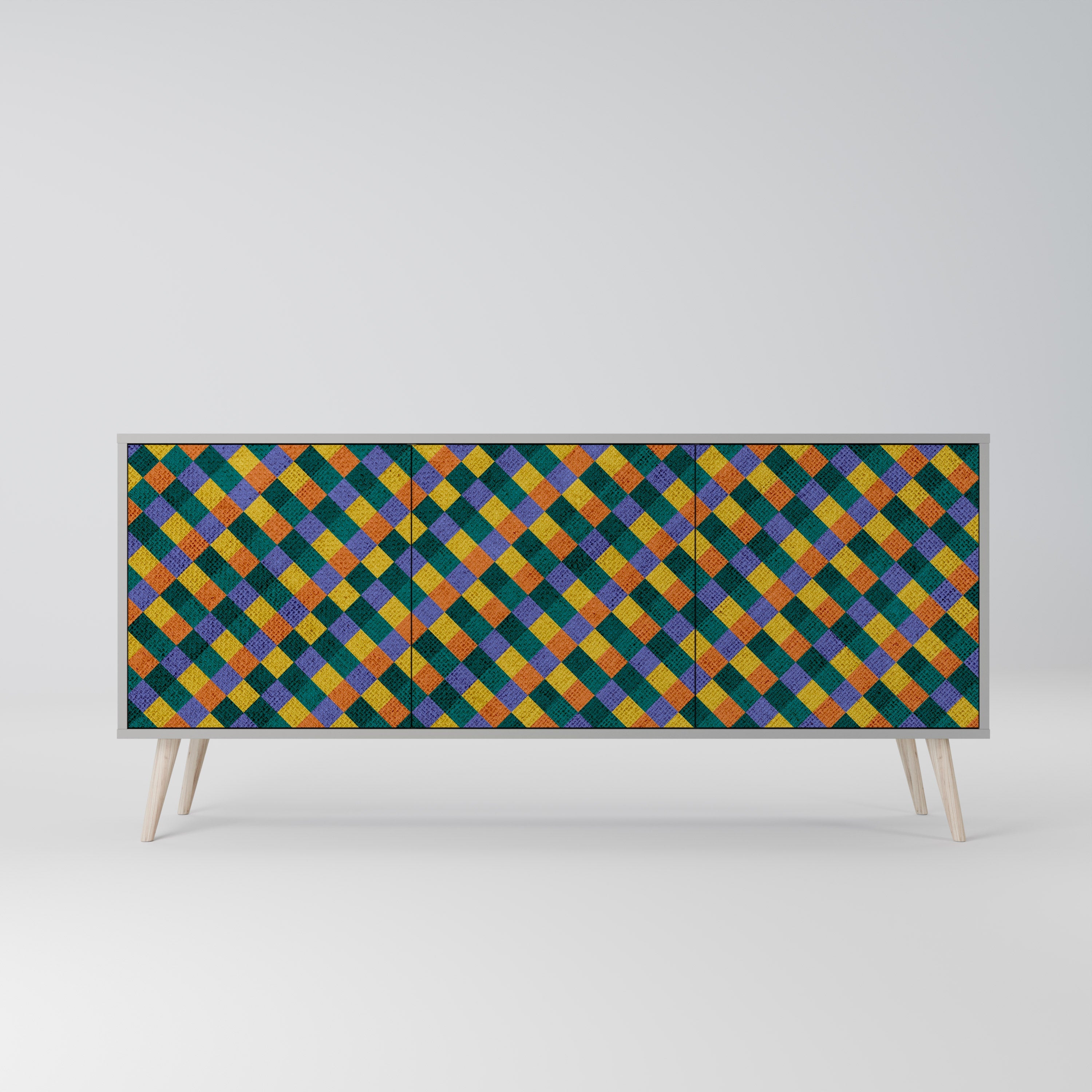 PAINTED SQUARES MIX 3-türiges Sideboard in grauem Finish