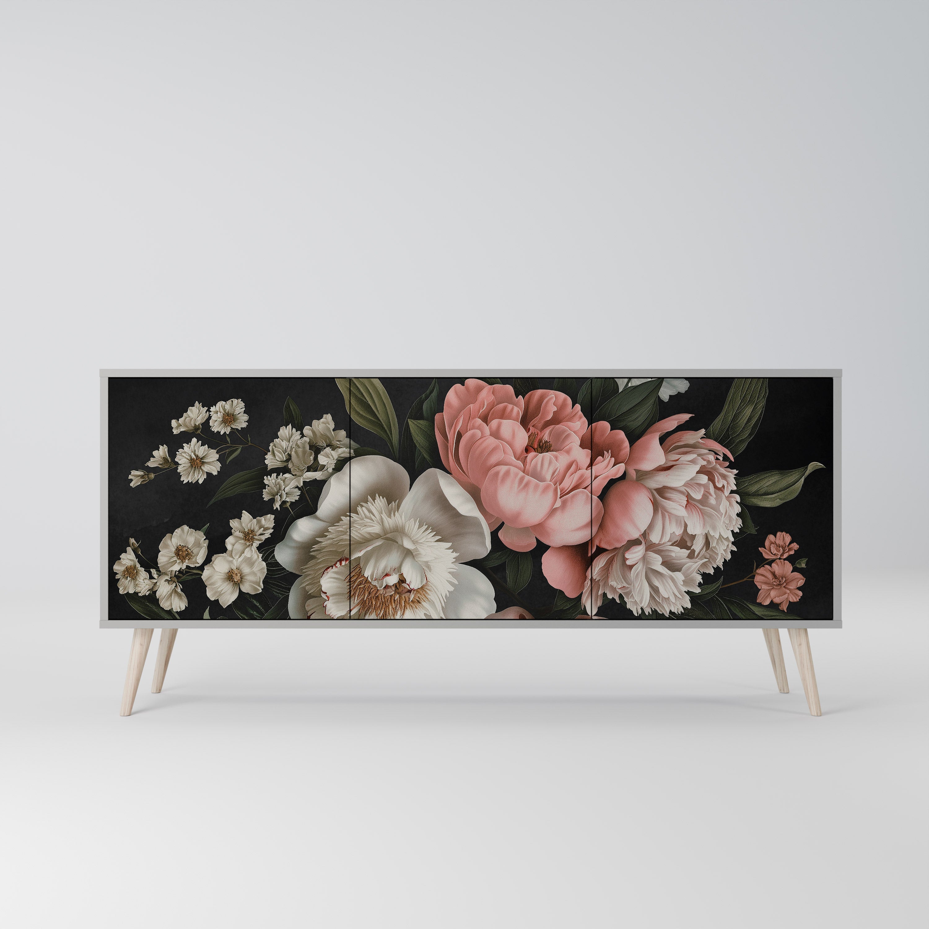 LUSH ELEGANCE 3-türiges Sideboard in grauem Finish