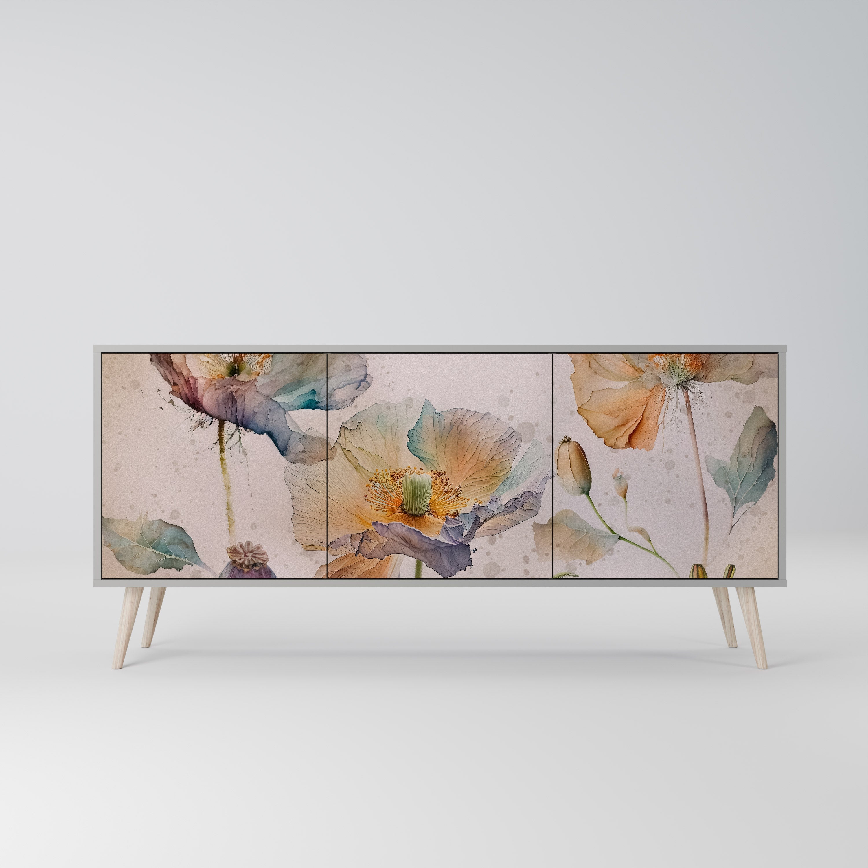 SOFTEN POPPY 3-türiges Sideboard in grauer Ausführung