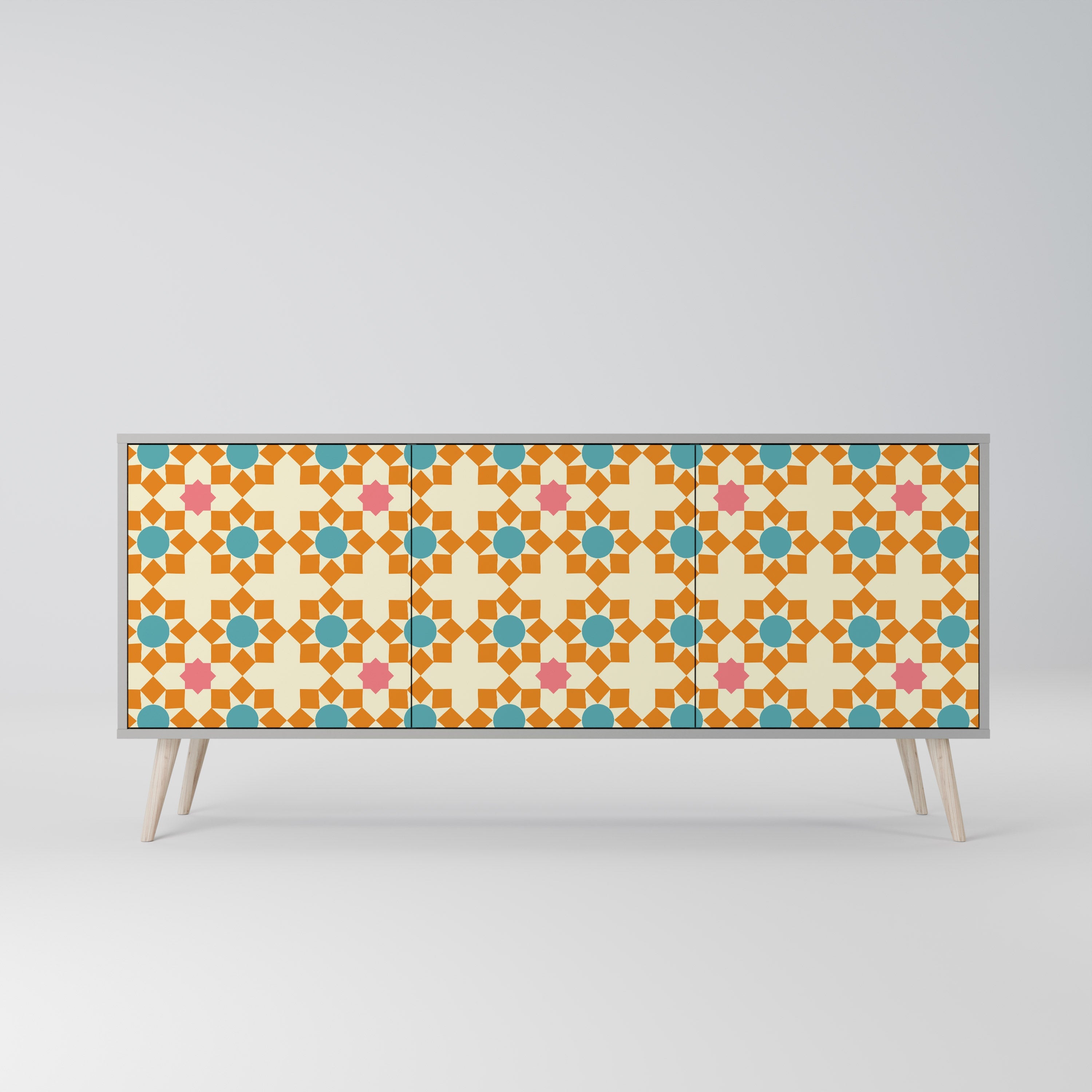FLORAL DECOR 3-türiges Sideboard in grauem Finish