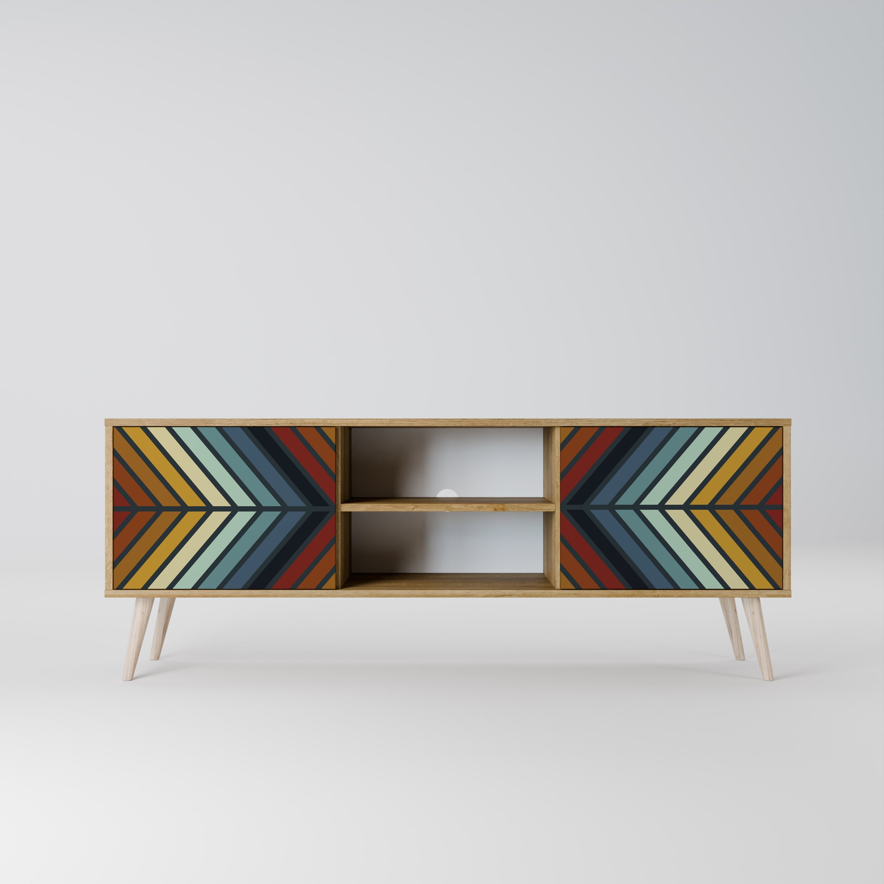 INDIGENOUS ZIGZAG 2-türiger TV-Ständer in Eichenoptik