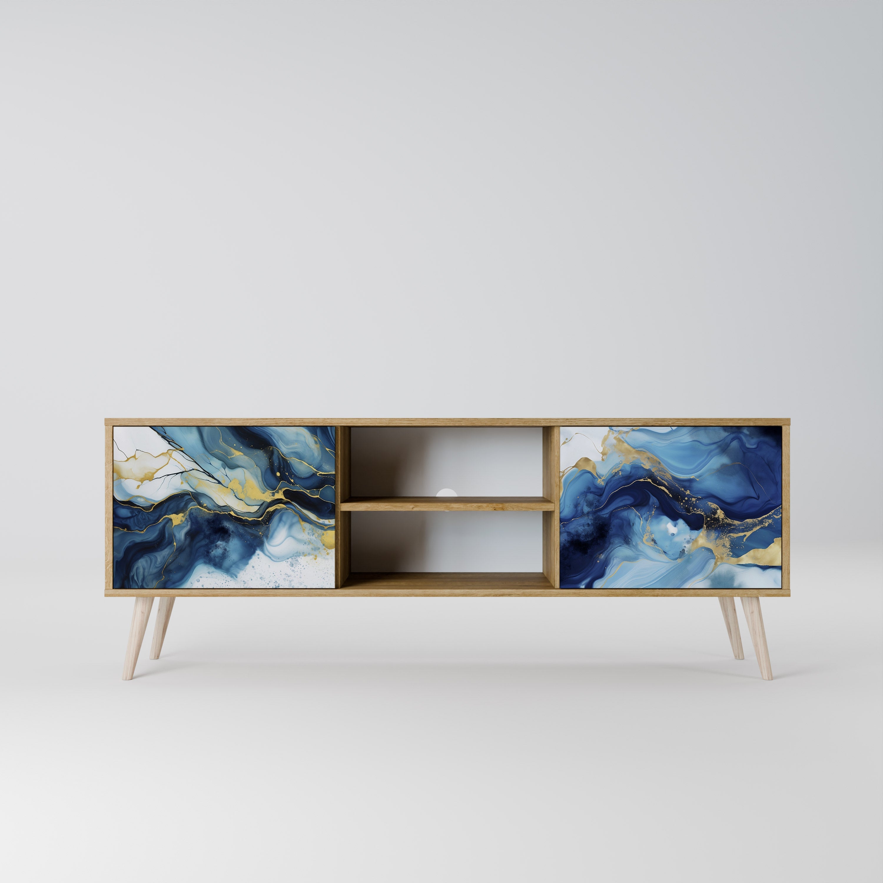 INKY MARBLE 2-türiger TV-Ständer in Eichenoptik