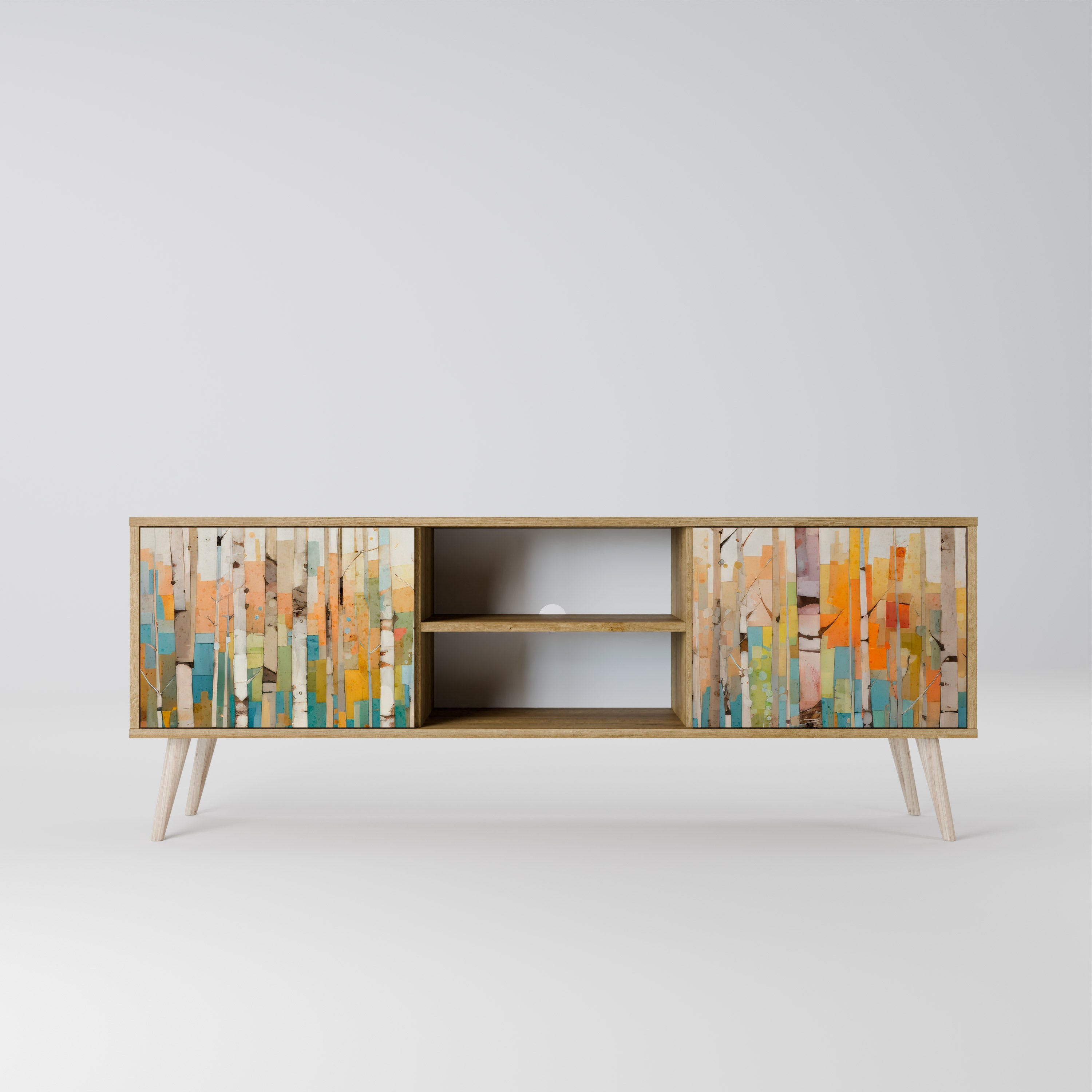 BIRCH KALEIDOSCOPE TV-Ständer mit 2 Türen in Eichenoptik