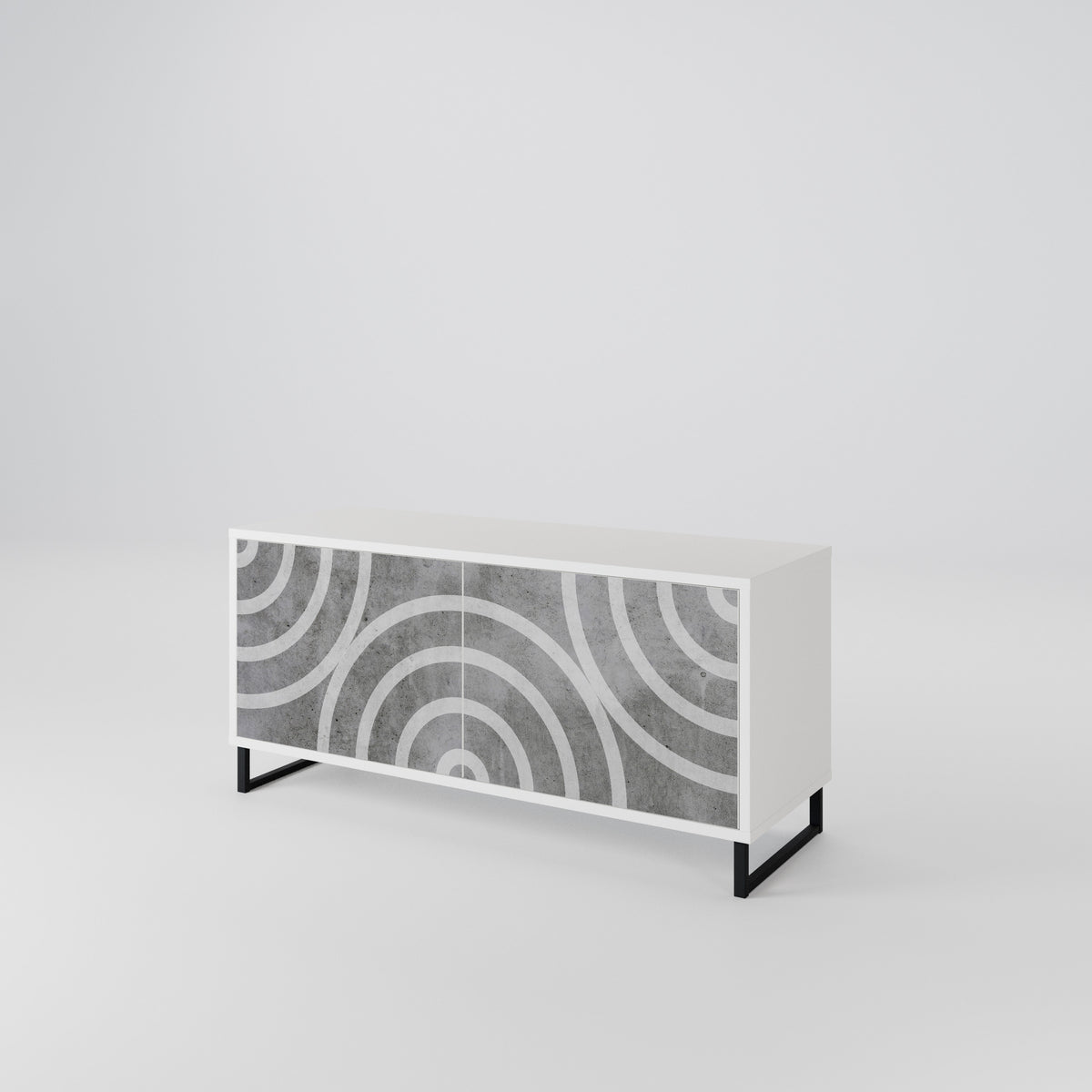 CIRCLE CONCRETE Kompaktes 2-türiges TV-Lowboard