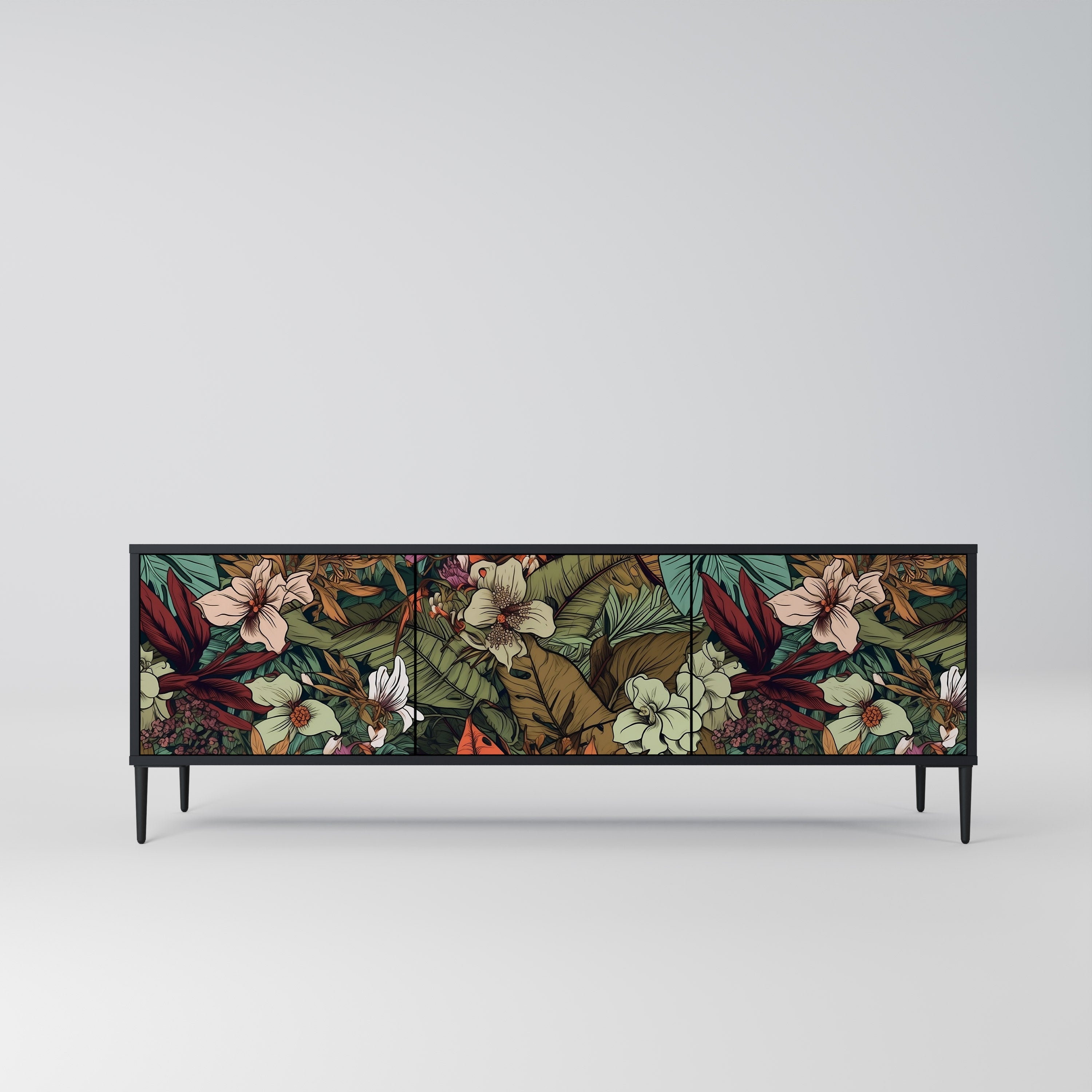 BOTANICAL EMERGENCE 3-türiger TV-Ständer in Schwarz