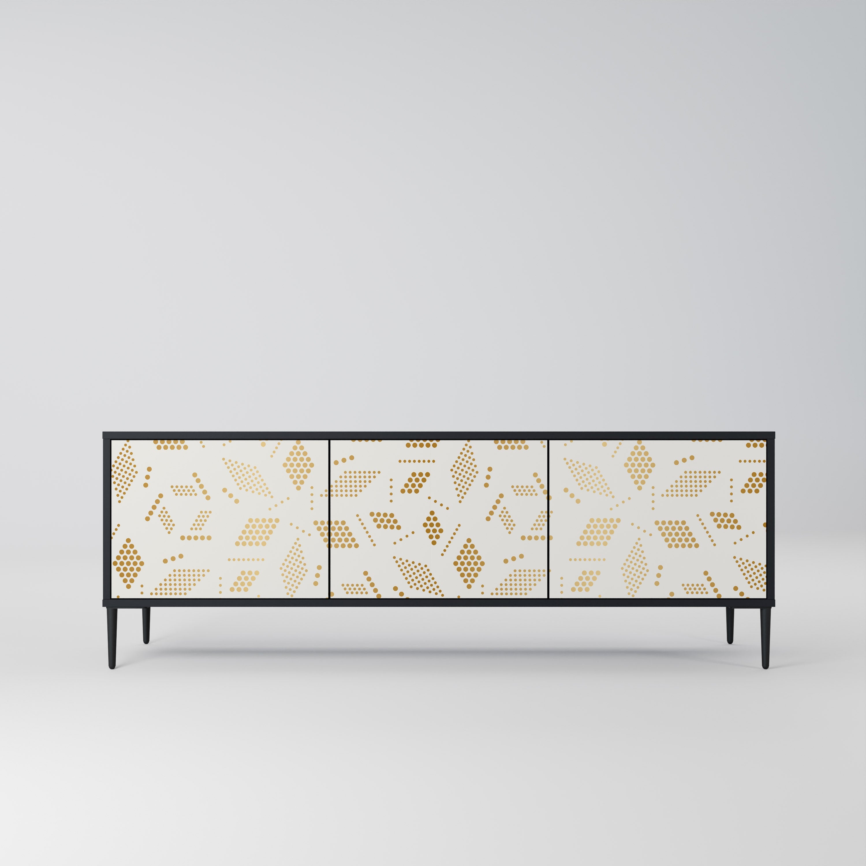 SPOTTED DAZE 3-Door TV Stand in Black Finish