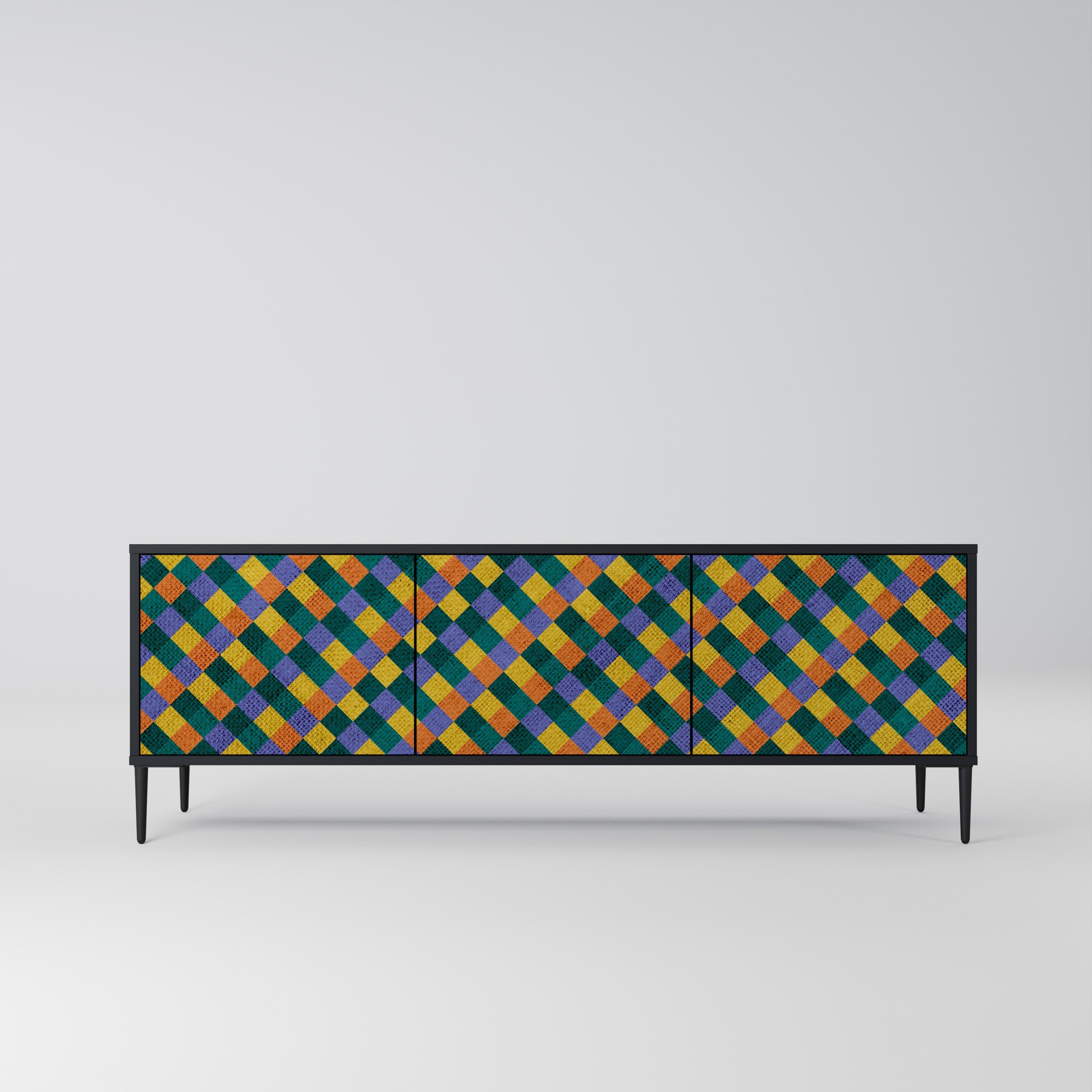 PAINTED SQUARES MIX 3-türiger TV-Ständer in Schwarz