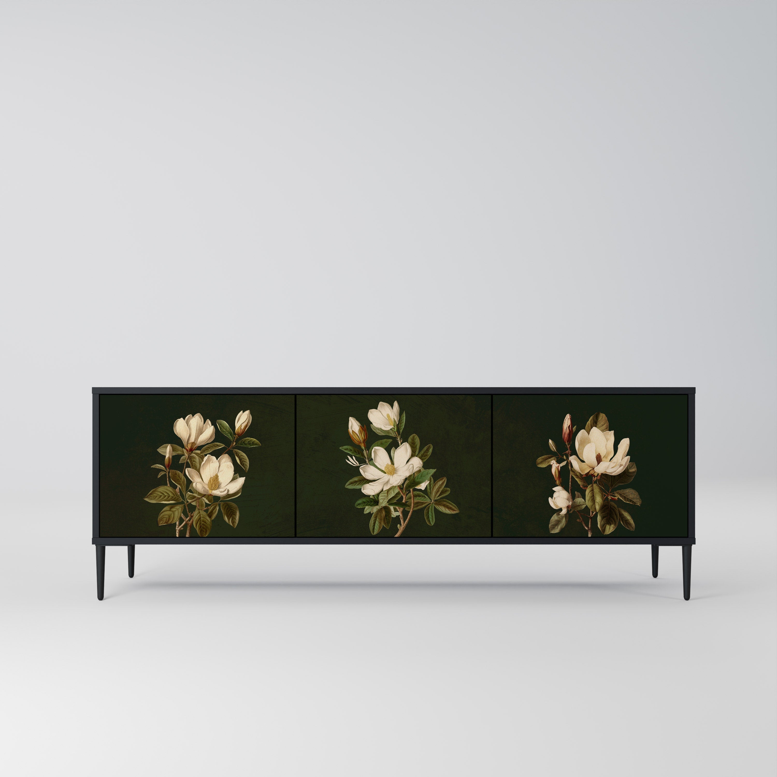 FLORAL NOIR 3-türiger TV-Ständer in Schwarz