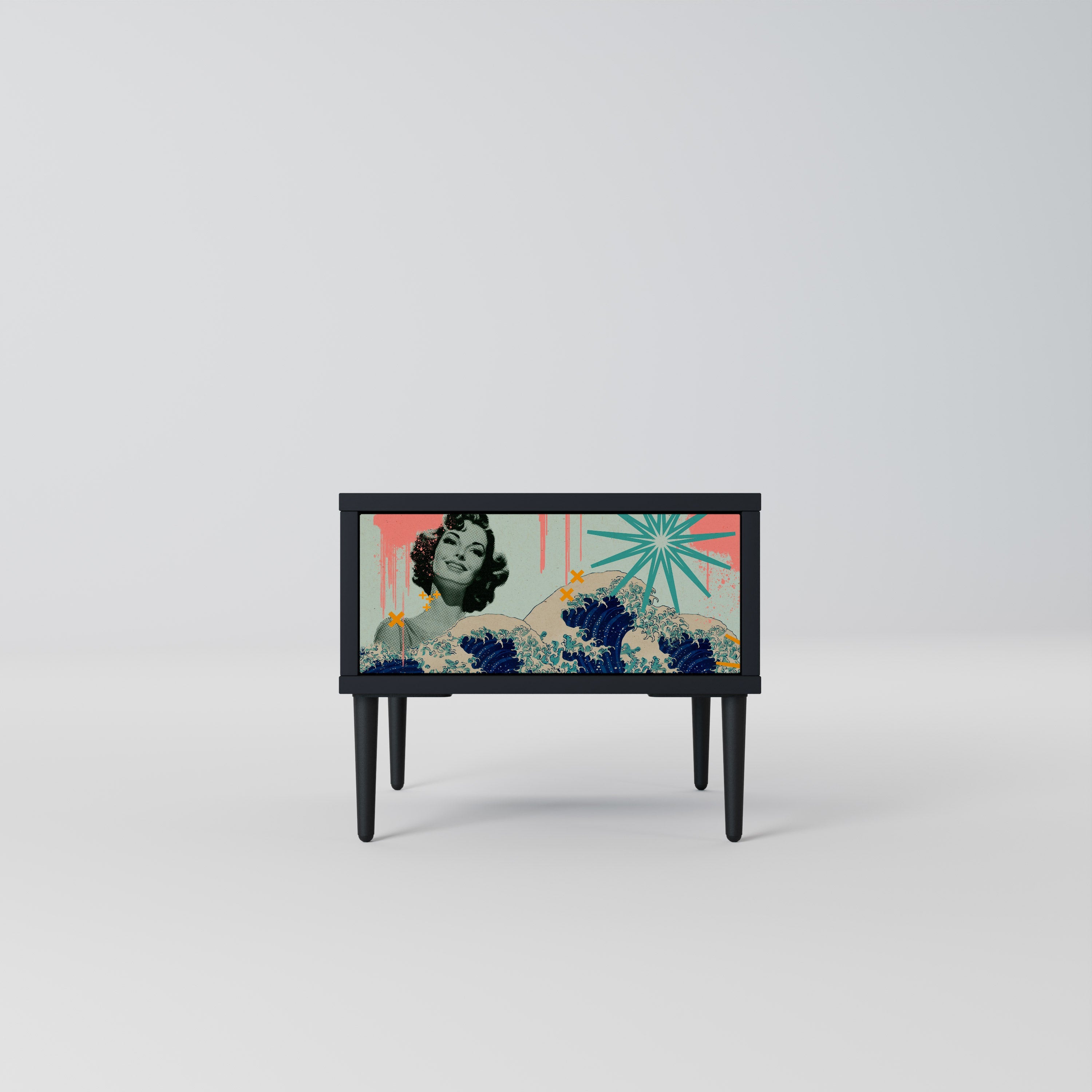 KANAGAWA BEAUTY Nachttisch in Schwarz