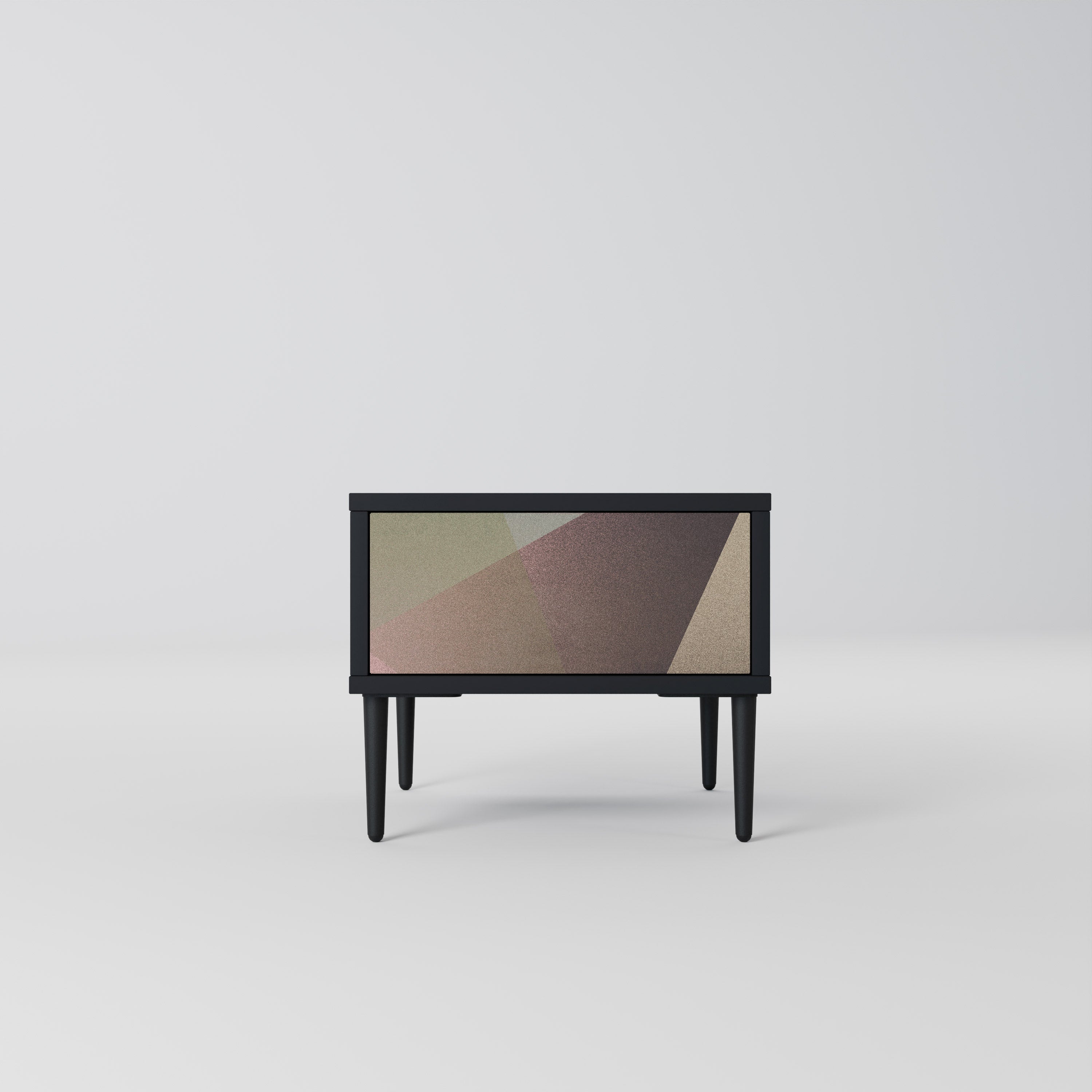 BEIGE GEOMETRY Nachttisch in schwarzem Finish