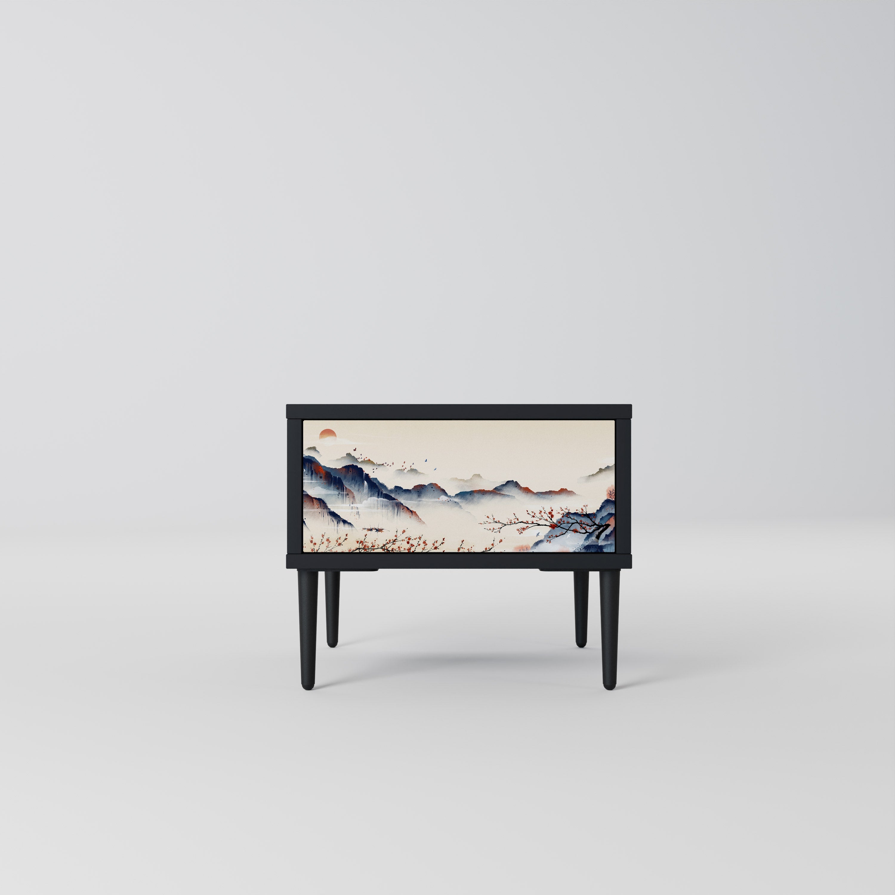 JAPANESE LANDSCAPE Nachttisch in Schwarz