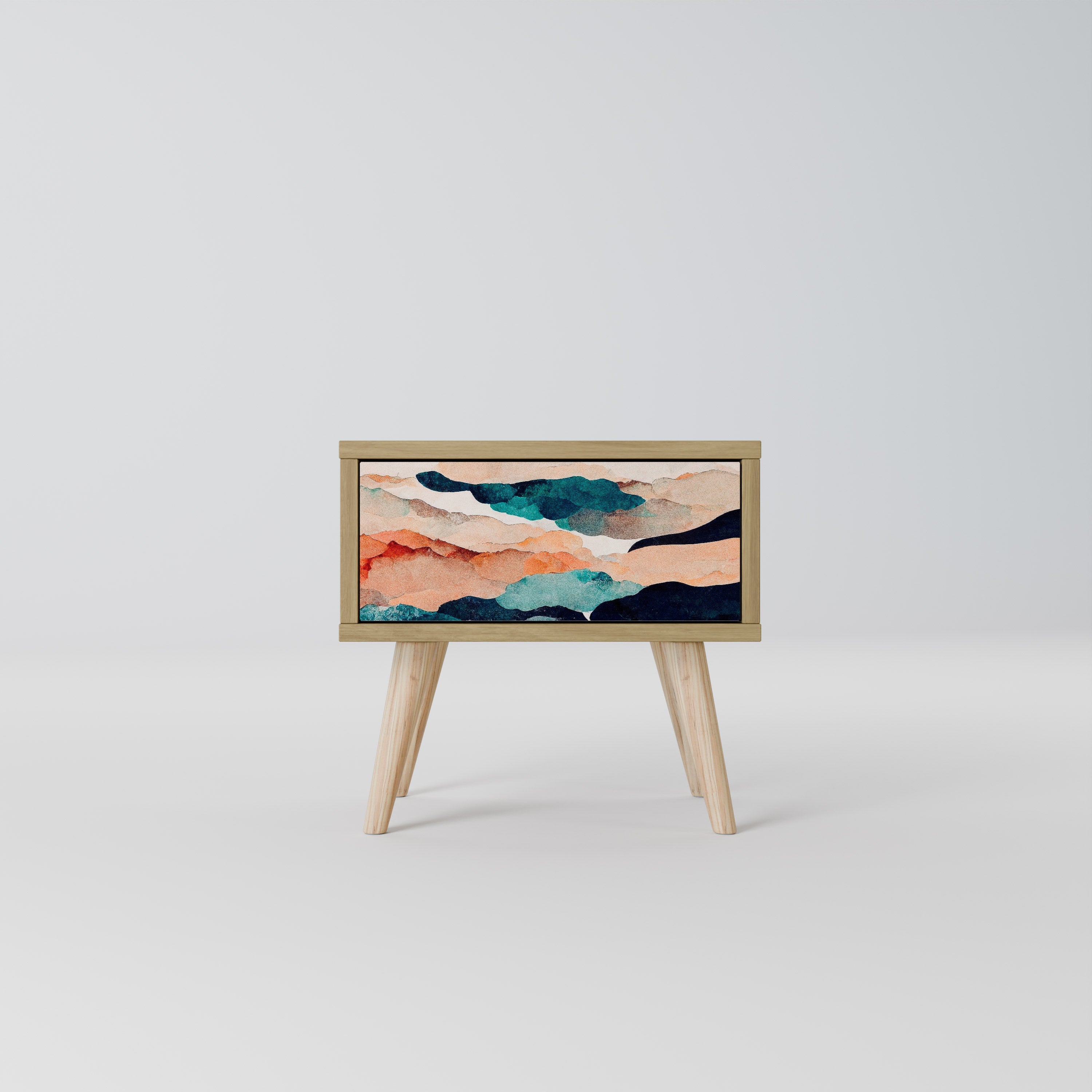 ABSTRACT LANDSCAPE Nightstand in Oak Effect