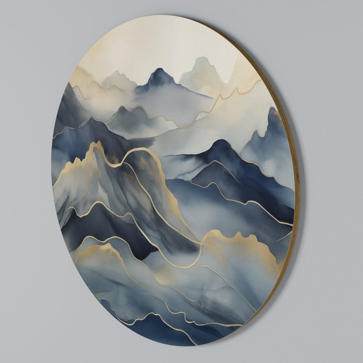 GOLDEN MOUNTAIN FOG Rundes Wandbild