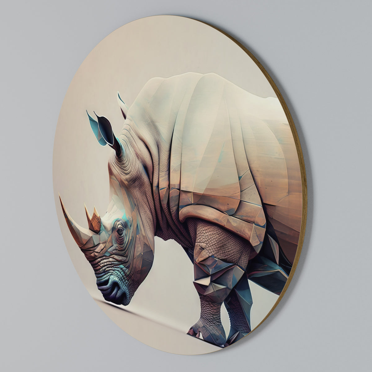 FUTURISTIC RHINO Rundes Wandbild