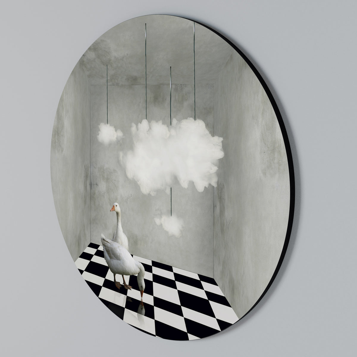 CHESS CLOUD SWAN Rundes Wandbild