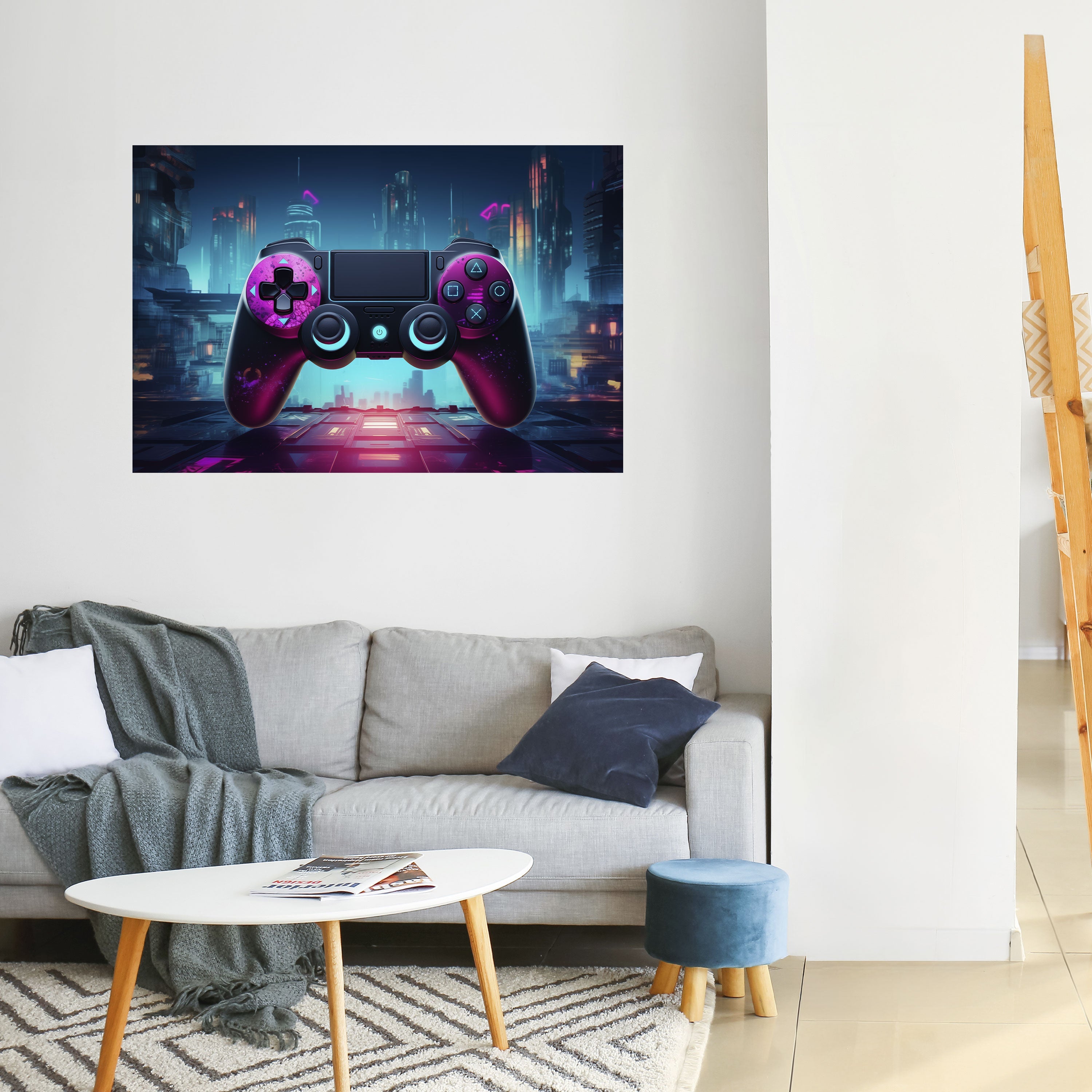 SYNTHWAVE PAD Peel and Stick Horizontal Poster