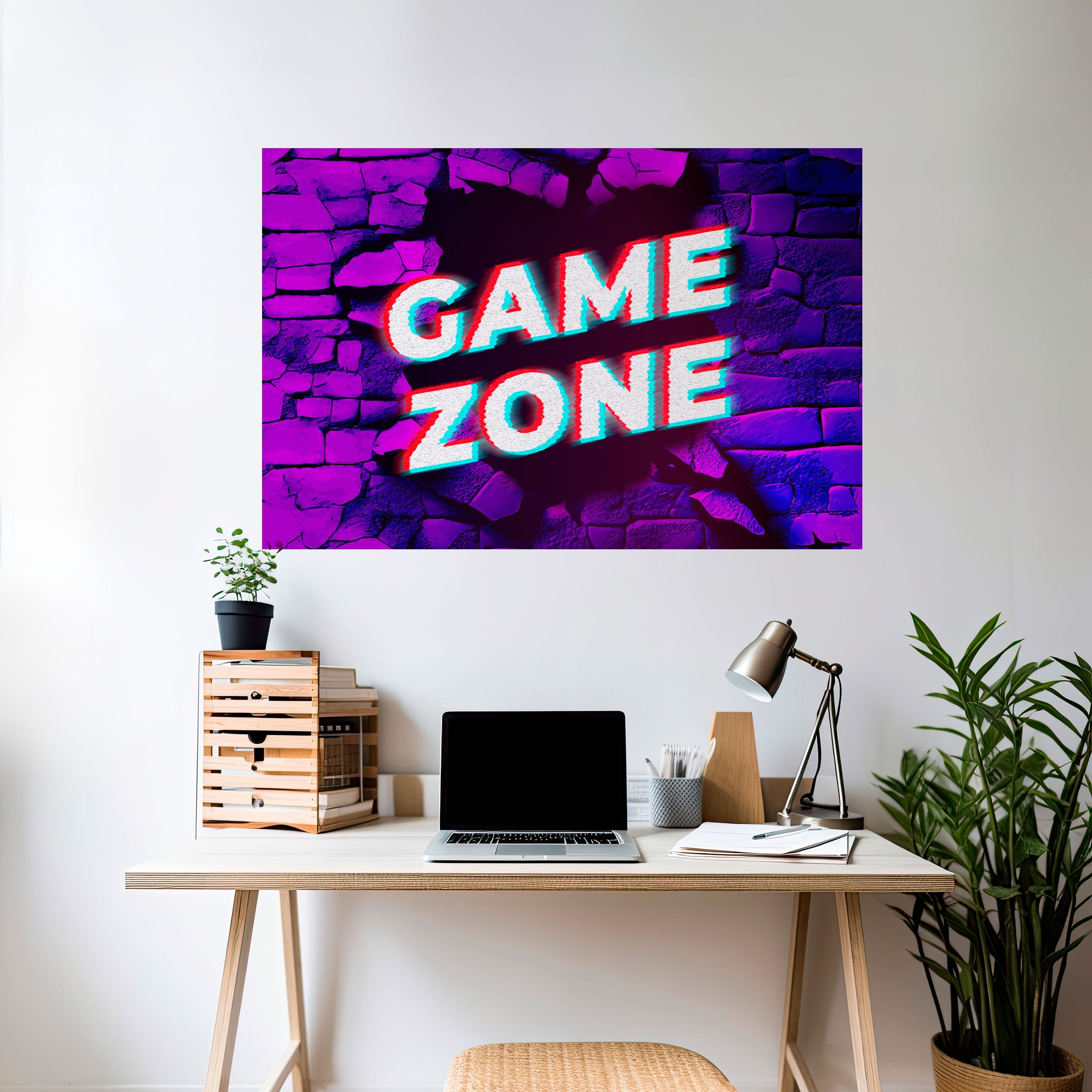 LUMINOUS GAME ZONE Peel and Stick Horizontal Poster